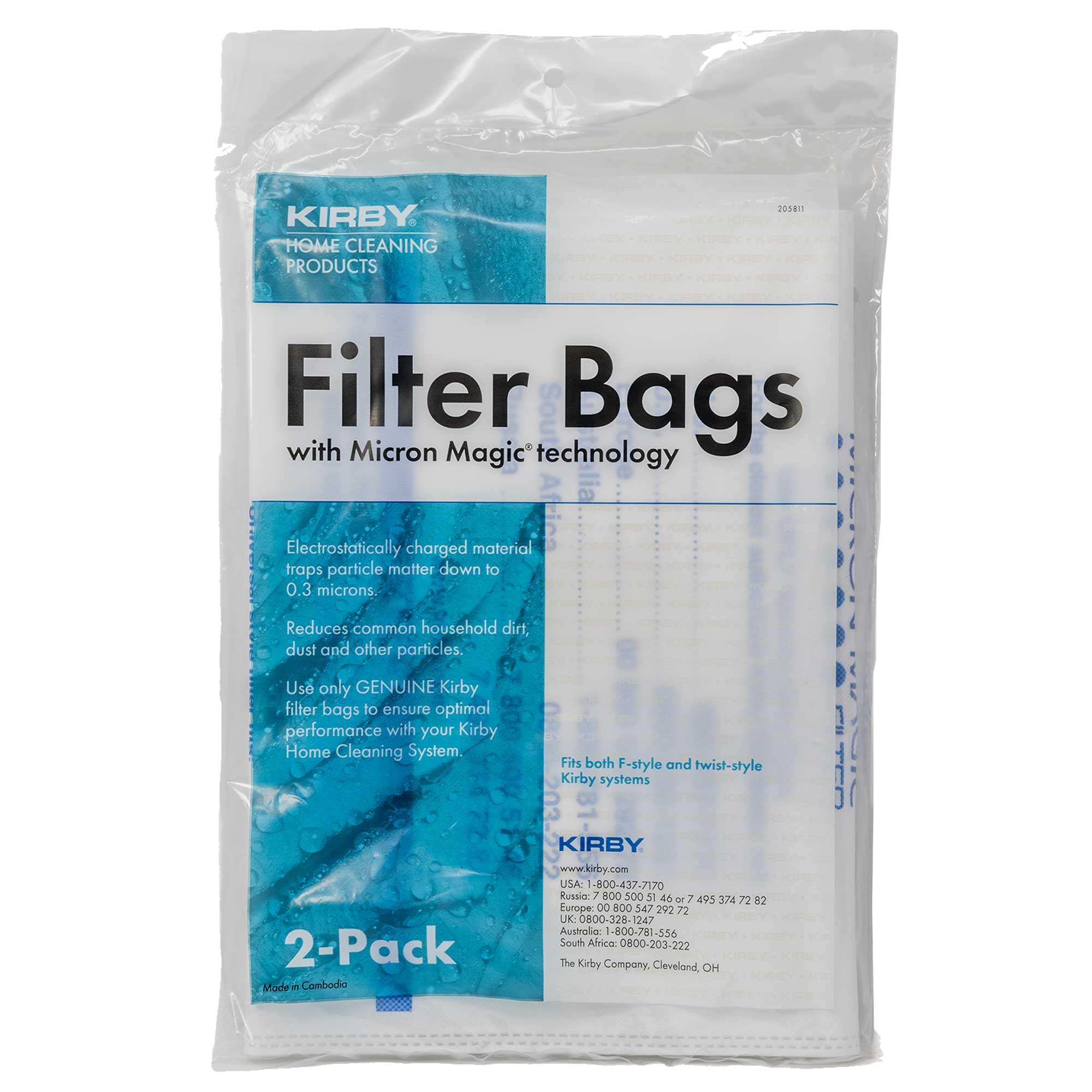 Genuine Kirby Vacuum System Filter Bags With Micron Magic Technology 2 Pack - Part 205811