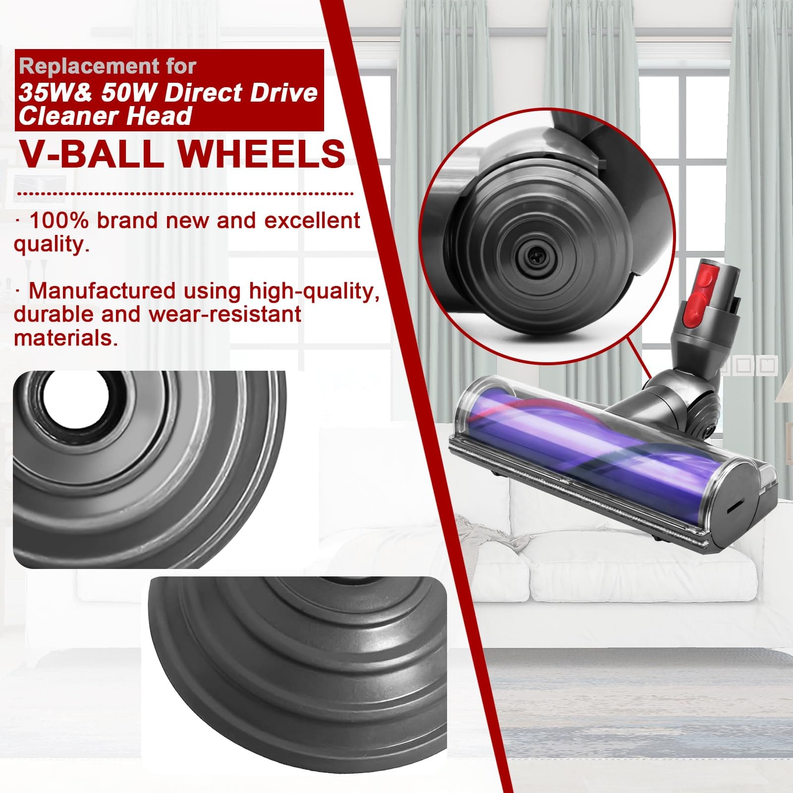 Garbage Fighter Ball and Soleplate Wheel Replacement Kit for Dyson Vacuum Cleaners V6-V12, DC58-DC74 (35W/50W), Budget-Friendly Option - Review Image 3