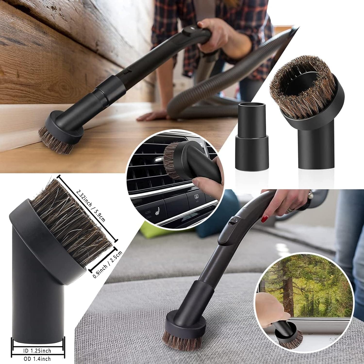 Universal Vacuum Attachments Kit with Horse Hair Brush - 10-Piece Set for Wet Dry Vacuums - Shop Vac Accessories - Review Image 4