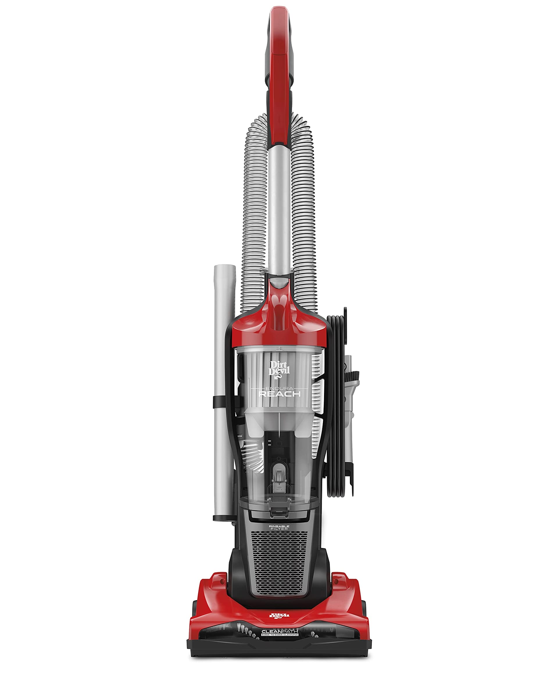 Dirt Devil Endura Reach Bagless Upright Vacuum Cleaner - Powerful Suction, Easy-Empty Dirt Cup, Red (UD20124V)