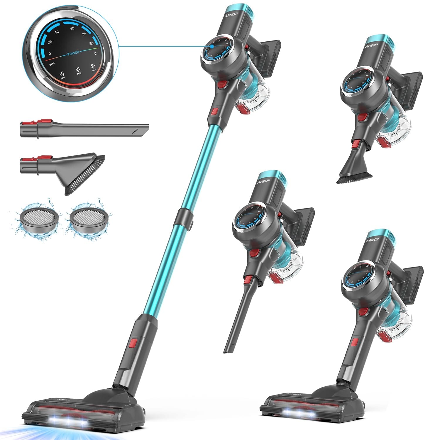 Lightweight Cordless Vacuum Cleaner for Home - 550W/45Kpa/60Mins, Self-Standing Stick Vacuum with LED Display, Rechargeable Pet Hair Vacuum for Carpet and Hardwood Floor
