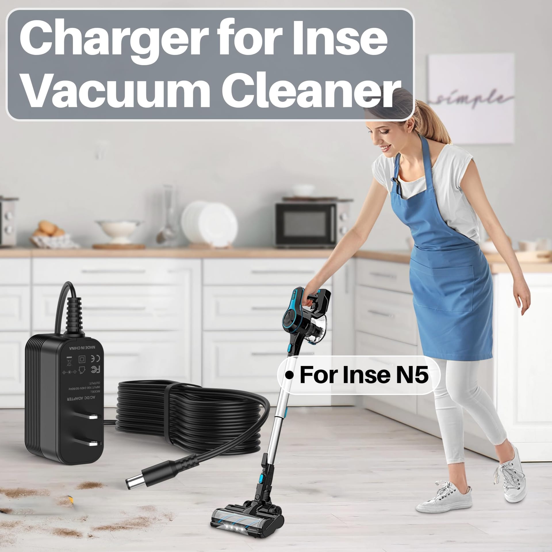 26.5V DC Charger for Inse Cordless Vacuum Cleaner | Replacement AC Adapter for Inse N5S N5 N500 N550 N560 N570 N6 N6S N600 N650 N660 V70 | Deik VC-1518-US Power Supply for Wowgo S108 - Review Image 3