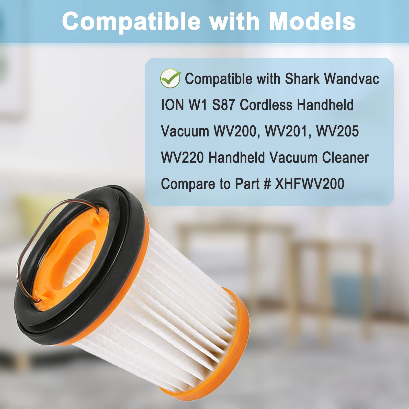 8 Pack Replacement Vacuum Filters for Shark Wandvac Ion W1 S87 Handheld Vacuum, Compatible with Wv200, Wv201, Wv205, Wv220 - Compare to XHFWV200 - Review Image 2
