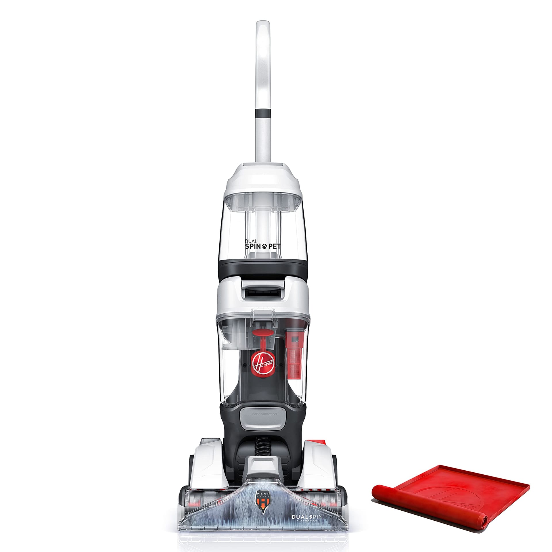 Hoover Dual Spin Pet Plus Carpet Cleaner with HeatForce Technology, Upholstery Tool, and Odor Eliminator, FH54050V, White
