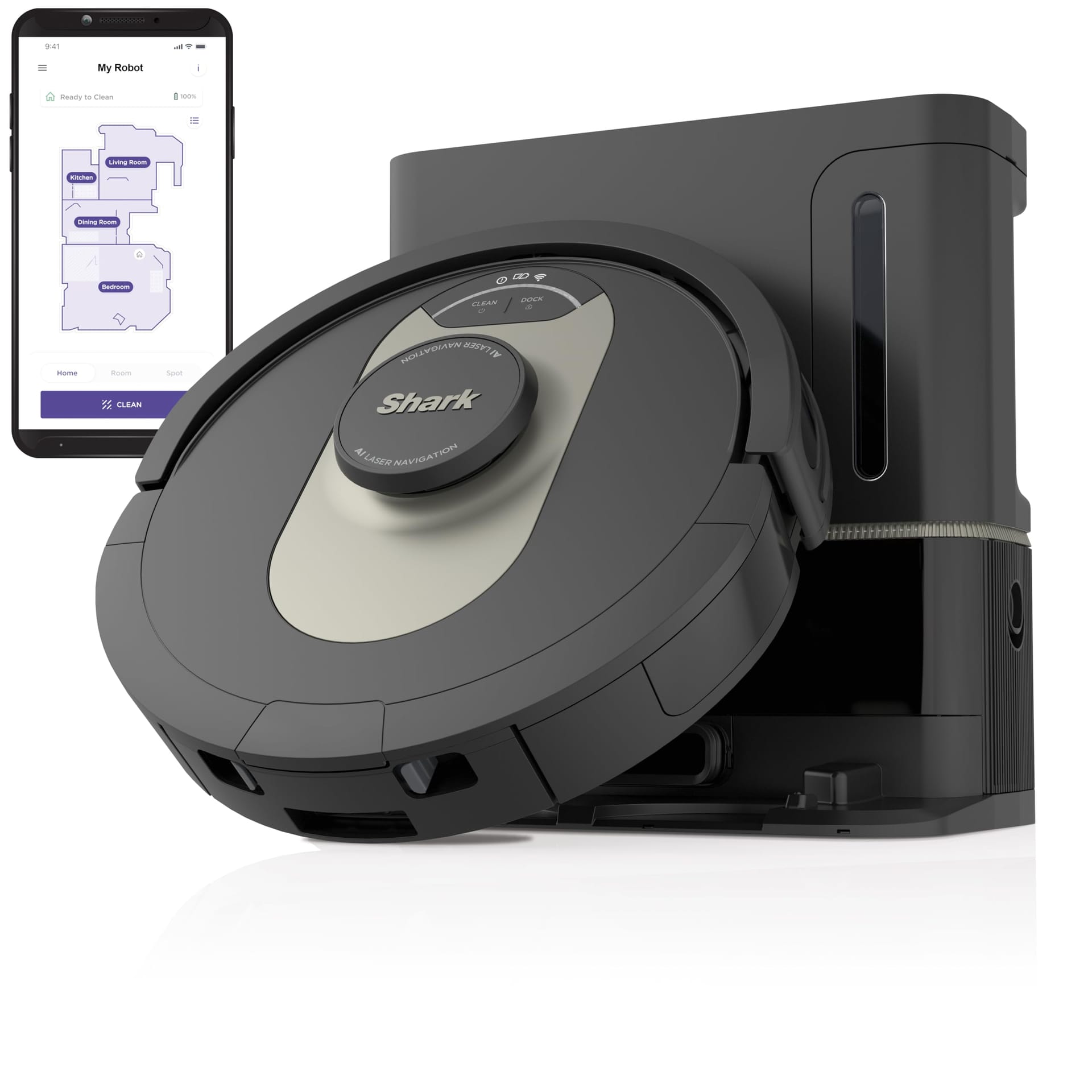 Powerful Shark AI Robot Vacuum with XL HEPA Self-Empty Base, Bagless, 60-Day Capacity, LiDAR Navigation, Perfect for Pet Hair, Wi-Fi Connected - Black