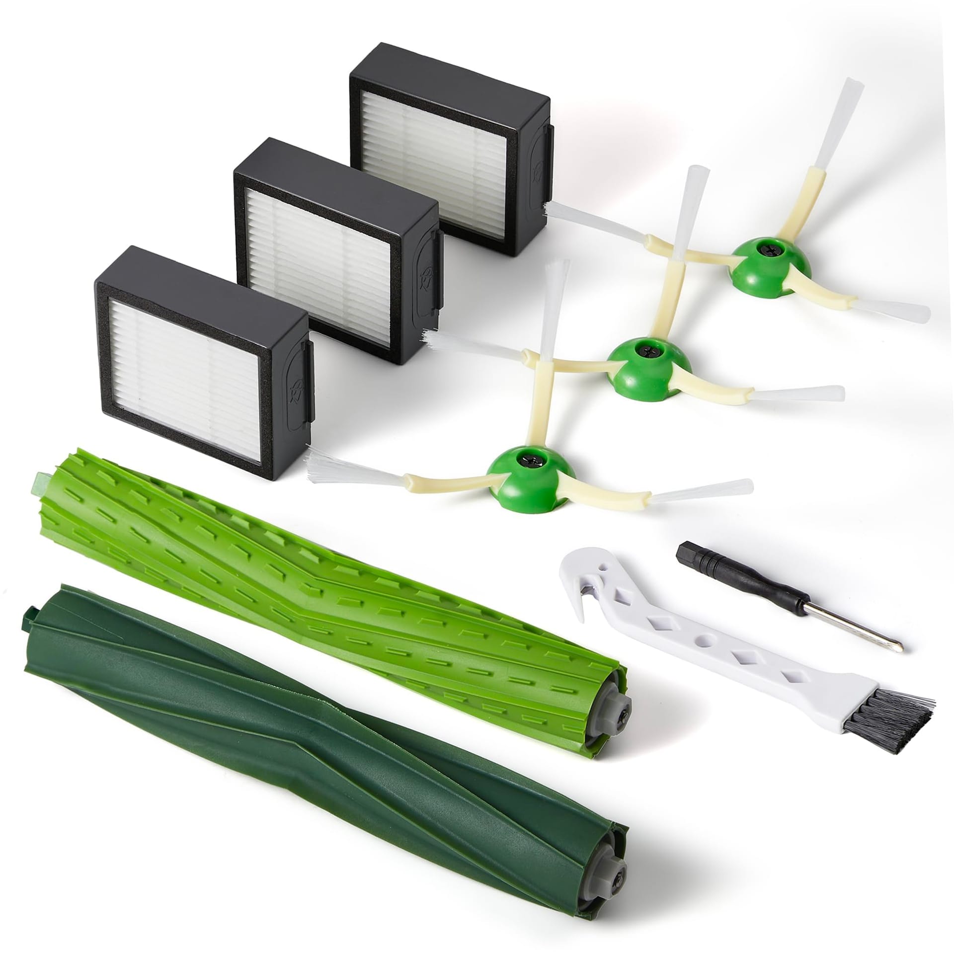 HEPA Filter Replacement Parts & Accessories for iRobot E, I & J Series Robot Vacuums - Combo I5, J5 Series, Dual Multi-Surface Rubber Brushes and 3 Hepa Filter & 3 Edge-Sweeping Brushes