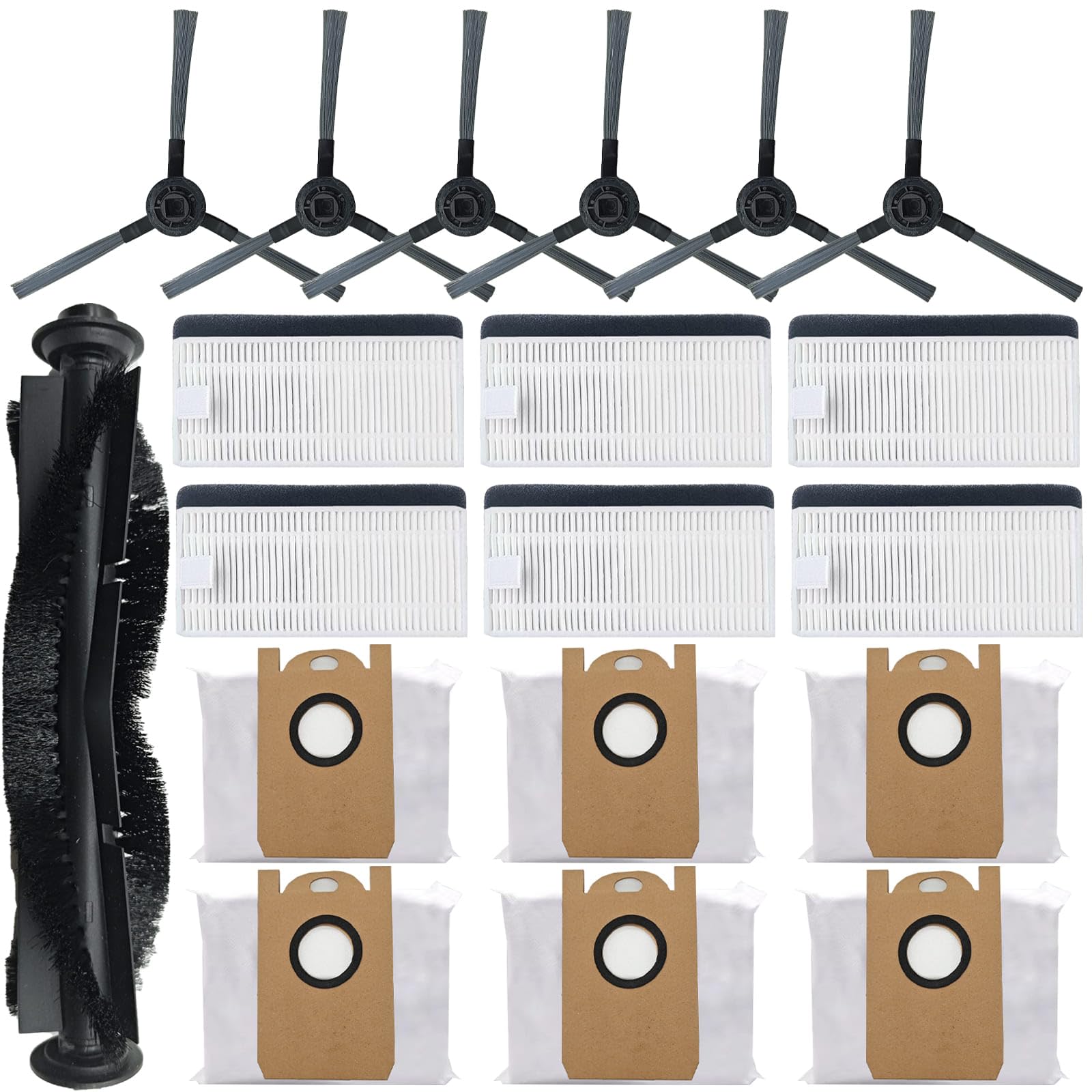 Replacement Parts Kit for Ihome Autovac Nova S1 Pro Robot Vacuum - Roller Brush, Side Brushes, Hepa Filters, Dust Bags