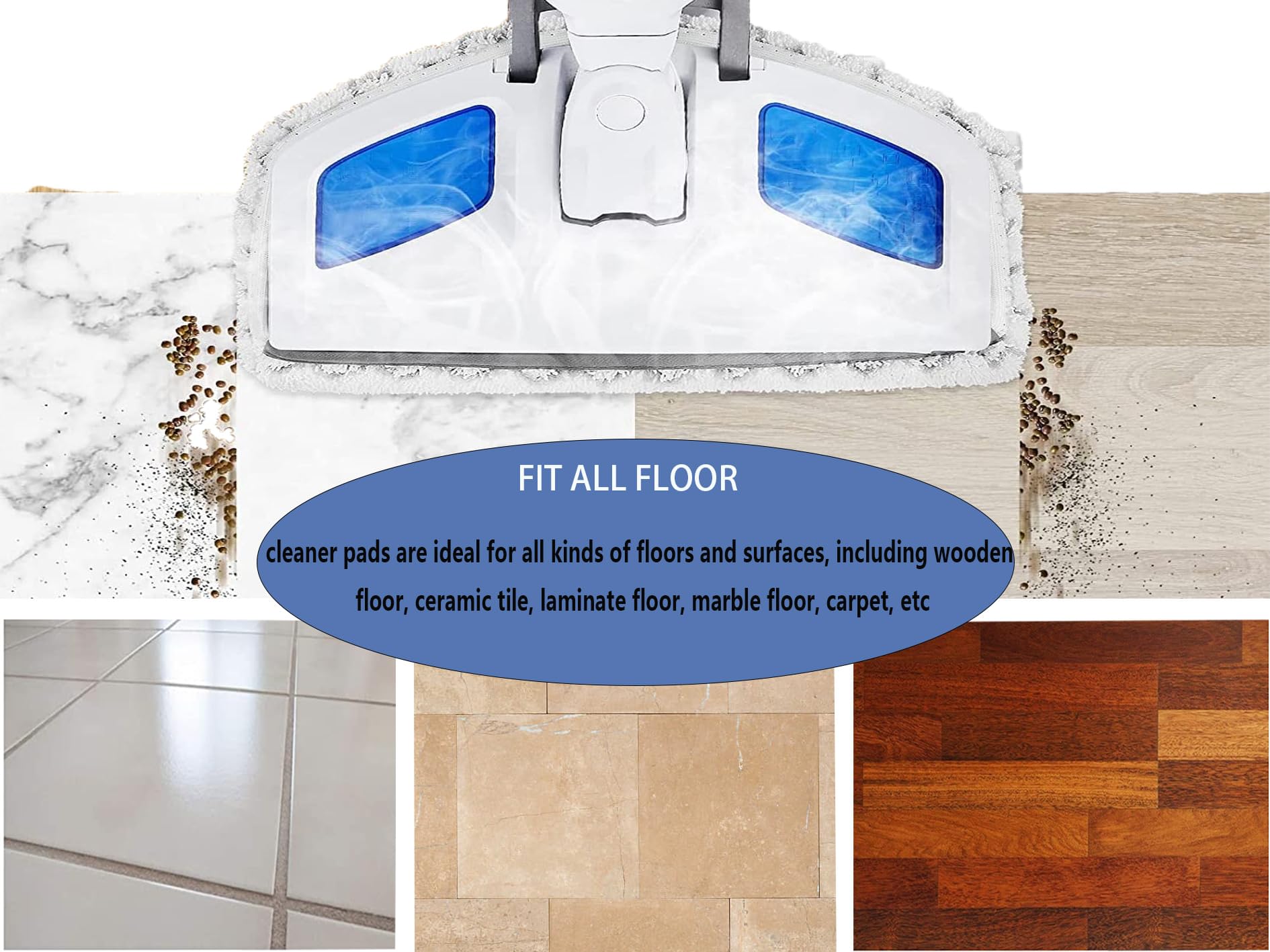 Bissell Powerfresh Steam Mop Reusable Replacement Pads - 8 Pack, Compatible with Model 1940 1806 1544 2075 2685A Series - Review Image 5