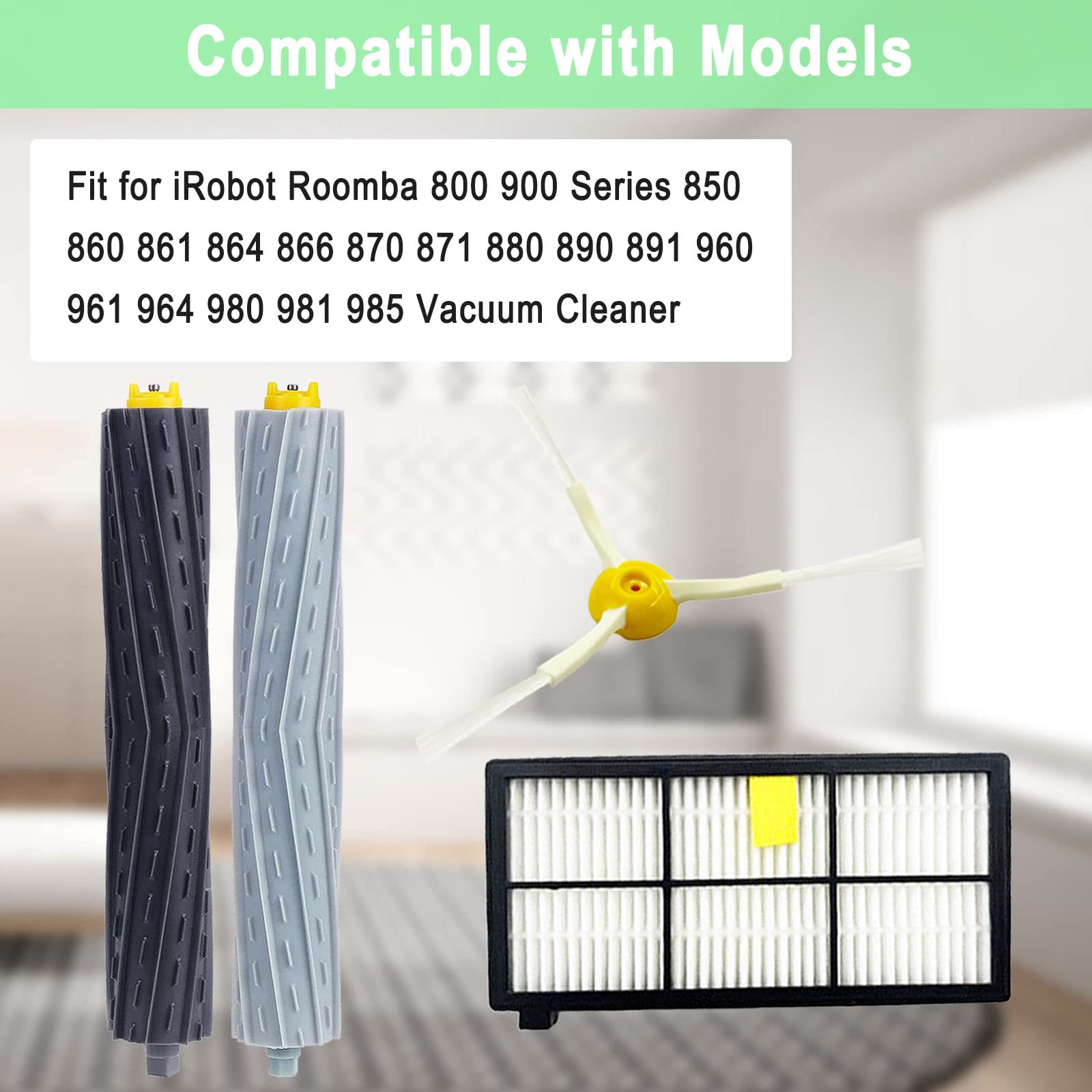 Replacement Parts Kit for Irobot Roomba 800 900 Series Vacuum Cleaner - 18 Pack Accessories for 805 850 860 861 864 866 870 871 880 890 891 960 980 981 985 - Review Image 2