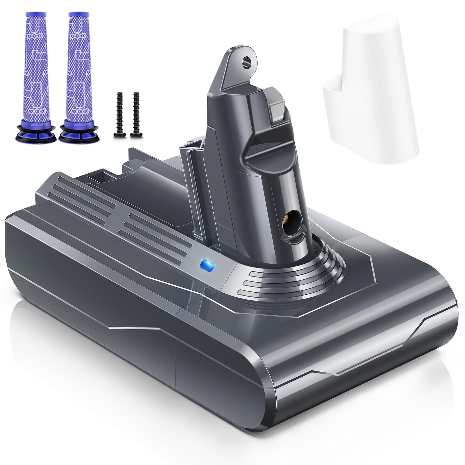 HEPA Filter Compatible Battery Replacement for Lightweight V6, 21.6V Vacuum Cleaners