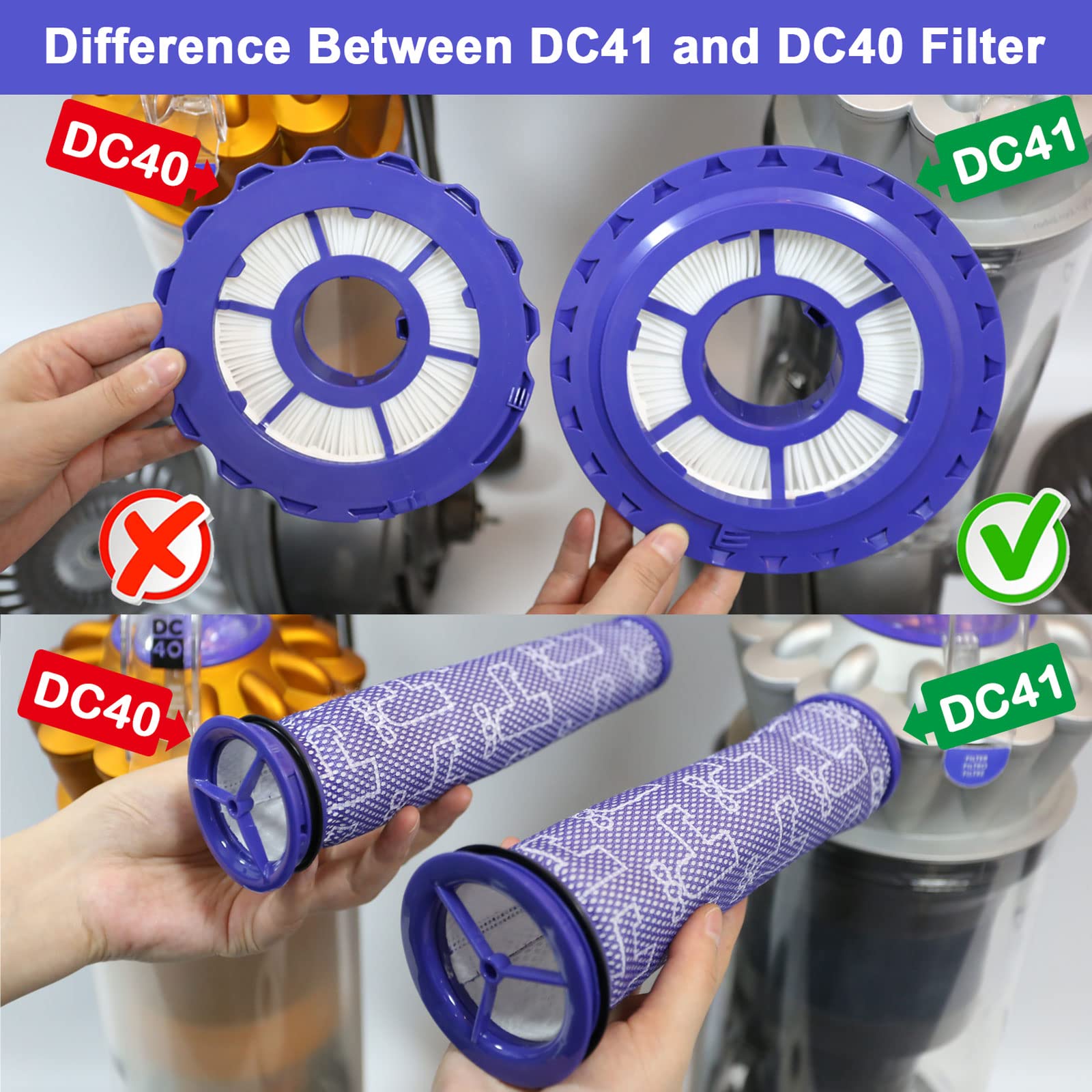 Lemige 2 Pack Post and Pre Filters Replacement for Dyson DC41 DC65 DC66 Up13 Up20 Up30 Animal, Multi Floor, Ball Vacuum - Compare to Part 920769-01&920640-01 - Review Image 4