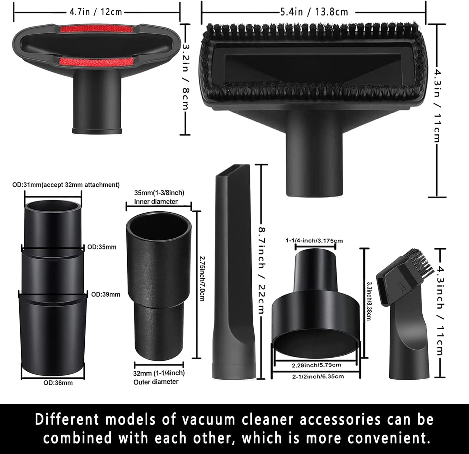 Universal Vacuum Attachments Kit with Horse Hair Brush - 10-Piece Set for Wet Dry Vacuums - Shop Vac Accessories - Review Image 2