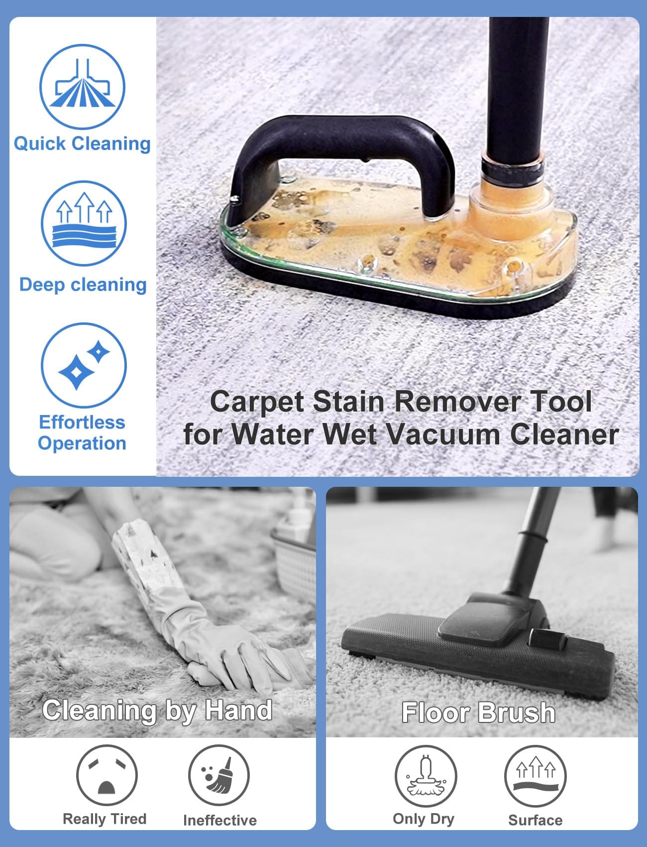 Nekuma Handheld Sub Surface Carpet Extractor Cleaner With Stain Remover Tool Attachments - Compatible with Water Wet Dry HEPA Filter Vacuums - Review Image 2