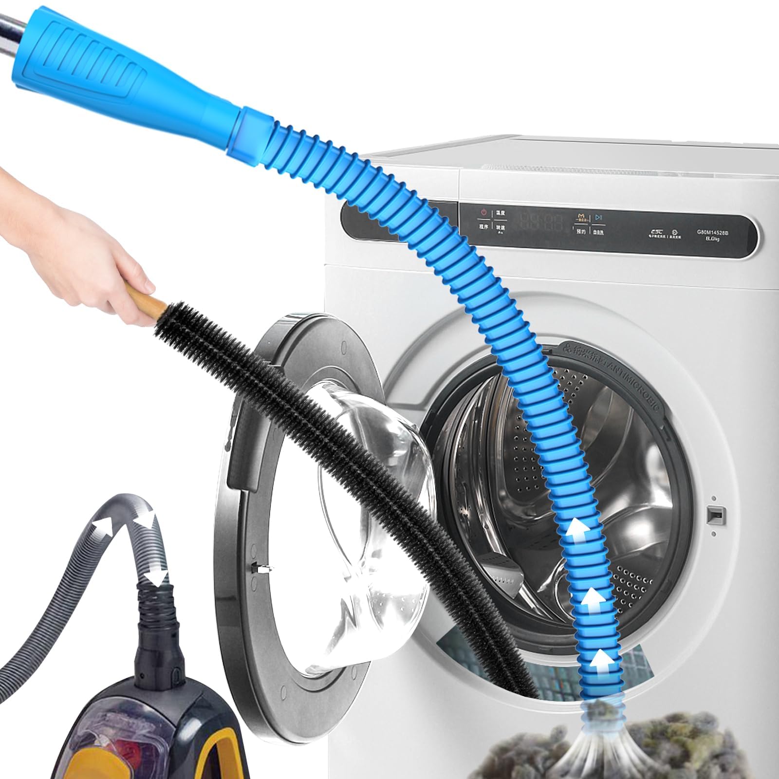 Upgraded Sealegend Dryer Vent Cleaner Kit with Vacuum Attachment - Noise-Free Lint Brush & Hose