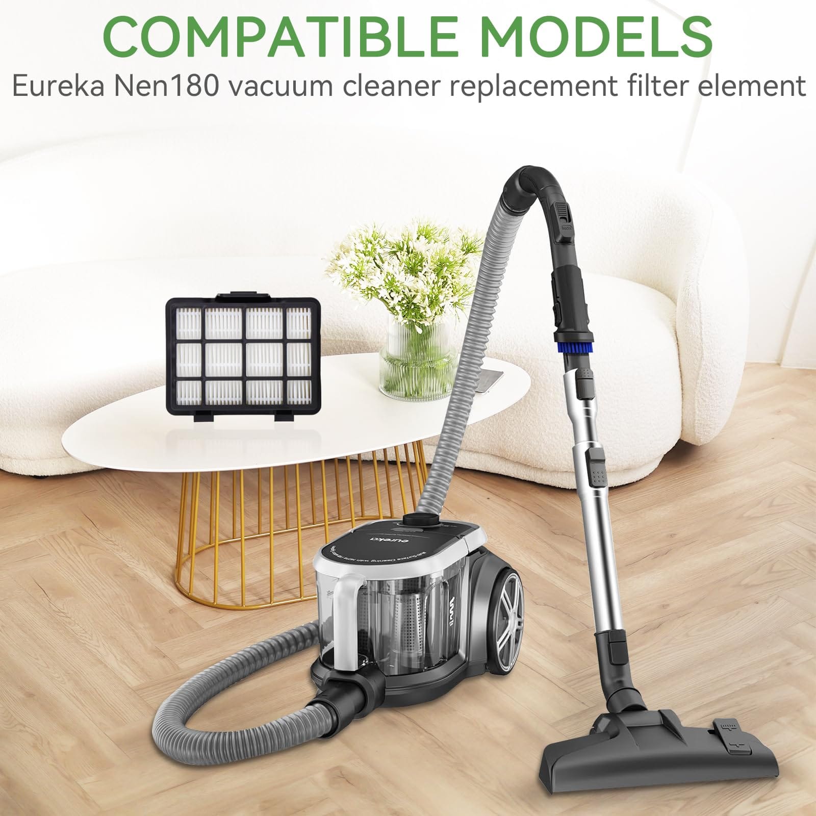 2-Pack Replacement HEPA Filters Compatible with Eureka NEN180/ NEN186BL Bagless Canister Vacuum Cleaner - Review Image 5