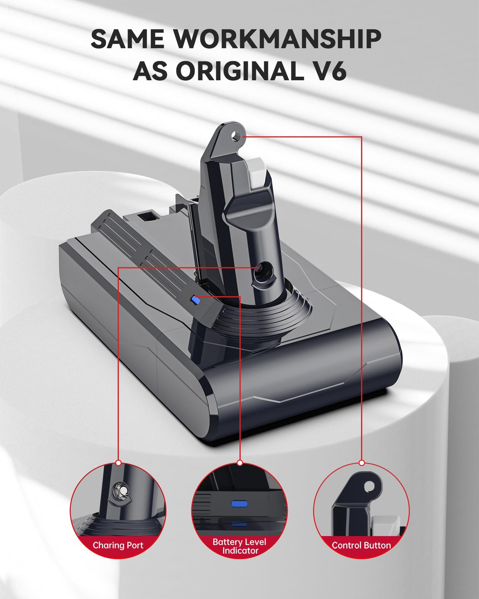 High-Capacity Battery Replacement for Dyson V6 Vacuum Cleaners, 4600mAh Li-Ion Compatible with V6 Animal / Absolute / Motorhead - Review Image 5