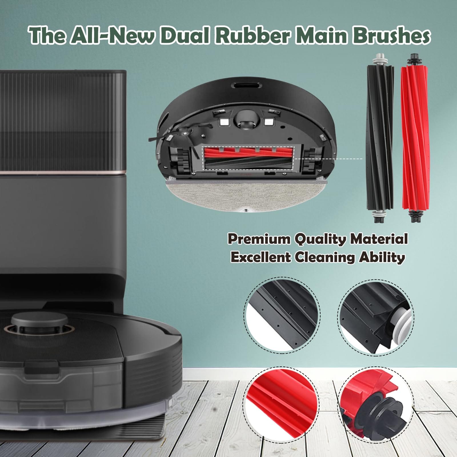 20Pcs Robot Vacuum Accessories Kit for Roborock Q5 Pro / Q5 Pro+ / Q8 Max / Q8 Max+ - Dual Brush, Mop Pads, Side Brushes, Hepa Filters, Cleaning Tool - Review Image 3