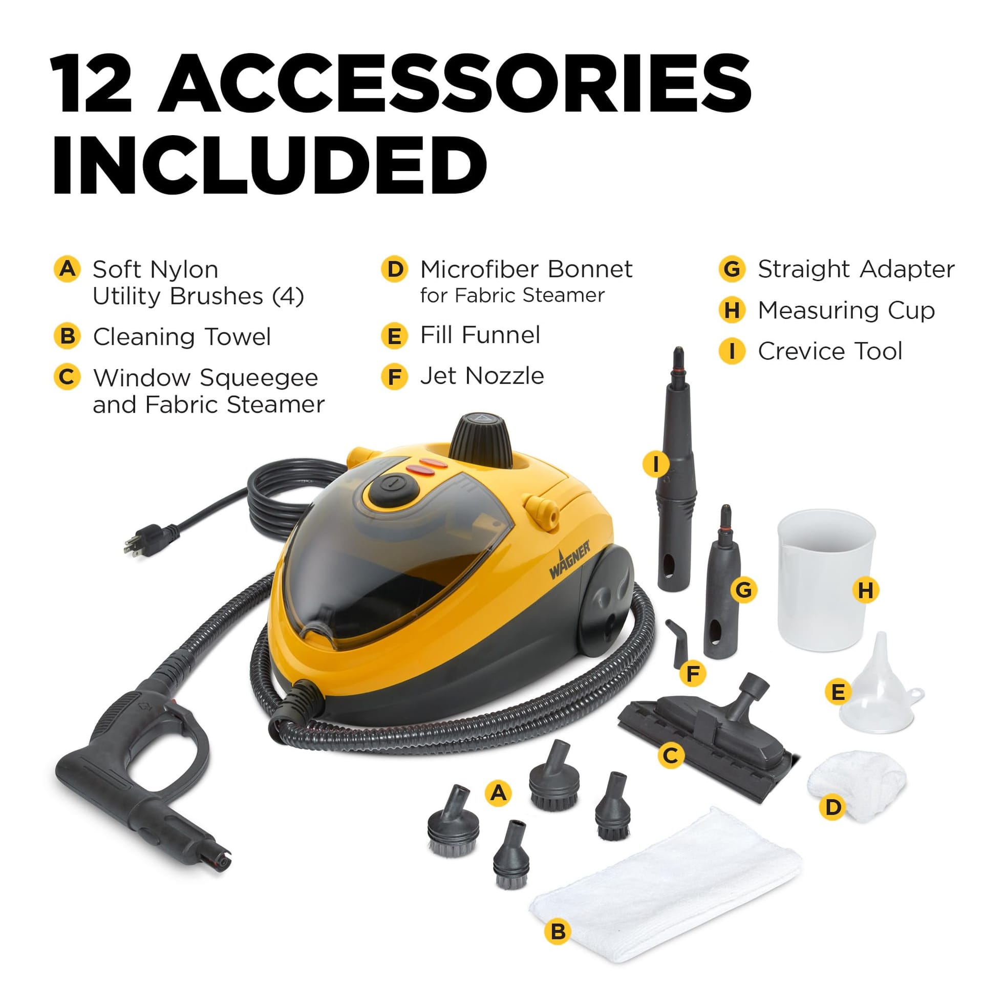 Versatile Wagner Automotive Steam Cleaner with 12 Accessories - Multi-Purpose Power Steamer for Cleaning, Color Varies - Review Image 2
