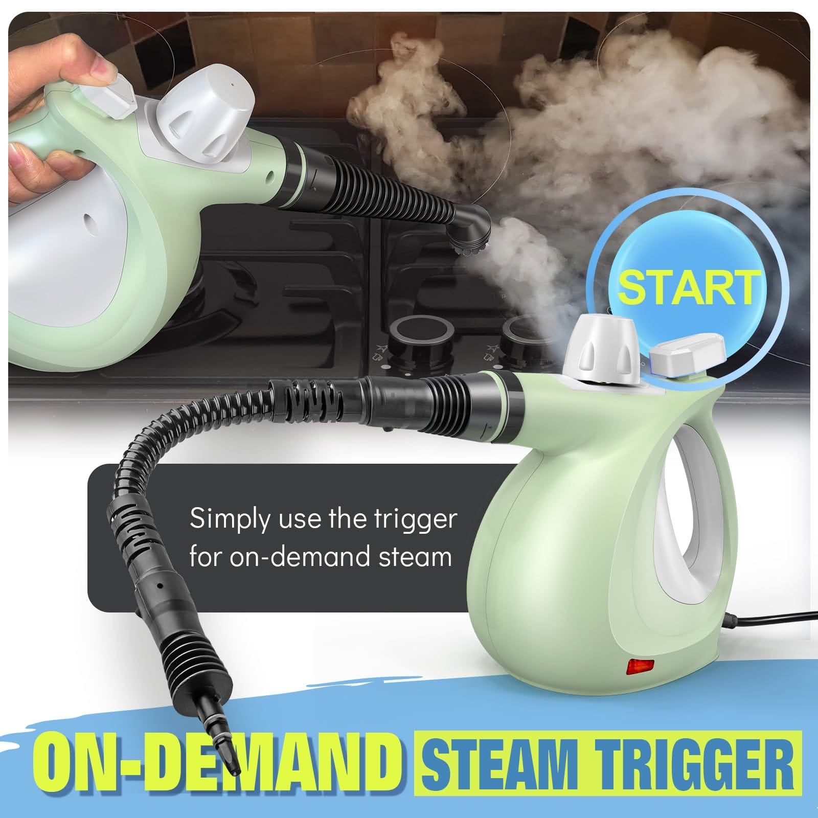Powerful Pressurized Handheld Steam Cleaner with 11-Piece Accessory Set for Home, Furniture, Upholstery, and Car - Review Image 5