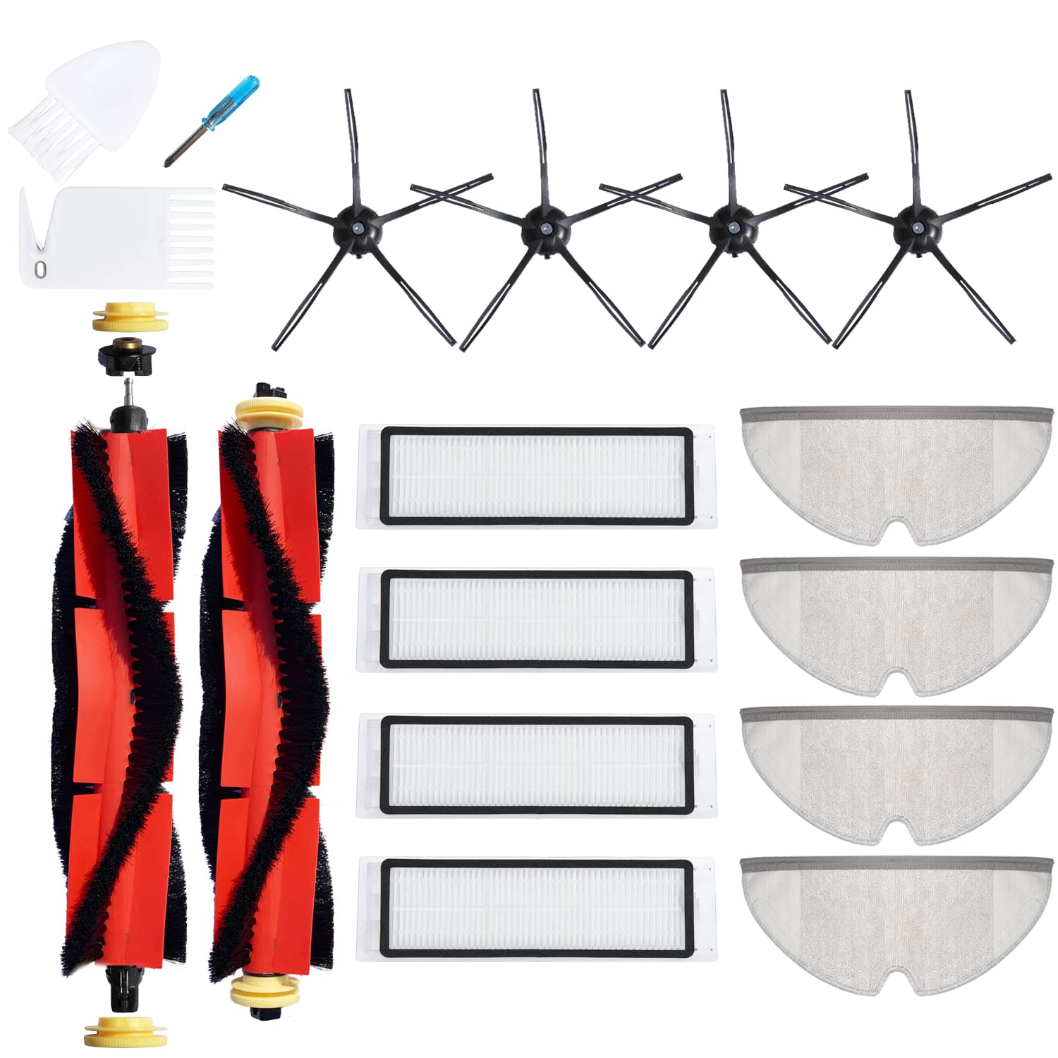 Replacement Parts Kit for Roborock S5 S5 Max S6 S6 MaxV S6 Pure E20 E25 E35 Robotic Vacuum - 14-Piece Set
