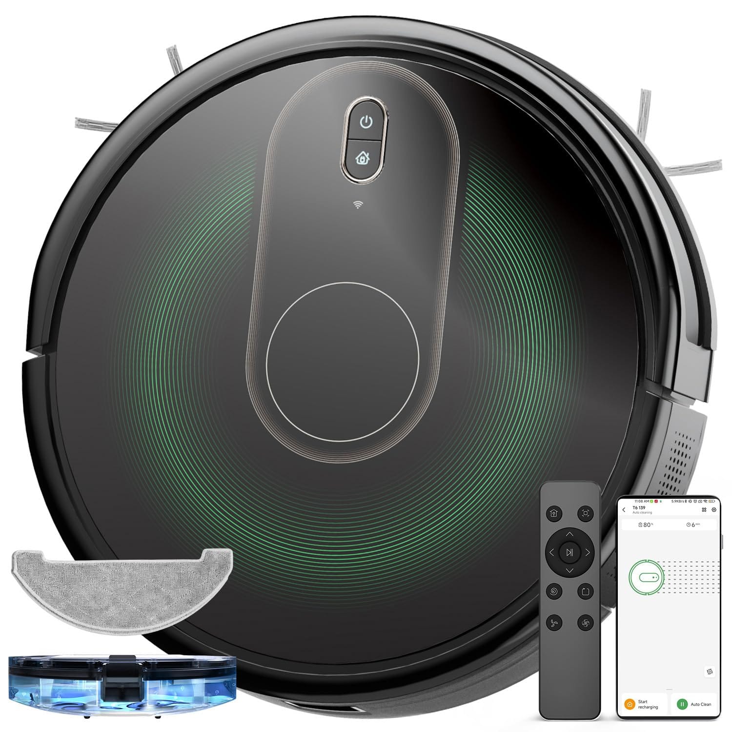 ** High-Powered Robot Vacuum and Mop Combo with App & Voice Control - Ideal for Hard Floors and Low-Pile Carpets

**DESCRIPTION:** Elevate your cleaning game with the Vaotidy Robot Vacuum and Mop Combo, a versatile 2-in-1 solution designed to tackle dirt and grime with ease. Featuring an impressive 3000Pa suction power and a smart mopping system, this robot vacuum is perfect for maintaining hard floors and low-pile carpets in your home. Its slim and quiet design allows it to navigate seamlessly through tight spaces without disrupting your daily activities, making it a practical choice for households with pets and busy schedules.

With a user-friendly interface, you can easily control the Vaotidy robot vacuum using the Vactidy app, Siri, Google Home, or Alexa, ensuring convenience and efficiency in your cleaning routine. Customize your cleaning experience with 4 adjustable water flow levels for mopping and 3 suction power settings to cater to different floor types. The robot vacuum intelligently detects carpets and automatically boosts suction power to provide a deep clean whenever needed.

Choose from various cleaning modes including Auto Clean, Spot Clean, Edge Clean, and Mop Mode to target specific areas or tackle the entire floor space. The Vaotidy Robot Vacuum features a comprehensive 3-point cleaning system with bilateral and roller brushes, along with a HEPA filter, to effectively capture dust and allergens, promoting a healthier indoor environment for you and your family. Enjoy a thorough and efficient cleaning experience with the Vaotidy Robot Vacuum and Mop Combo.