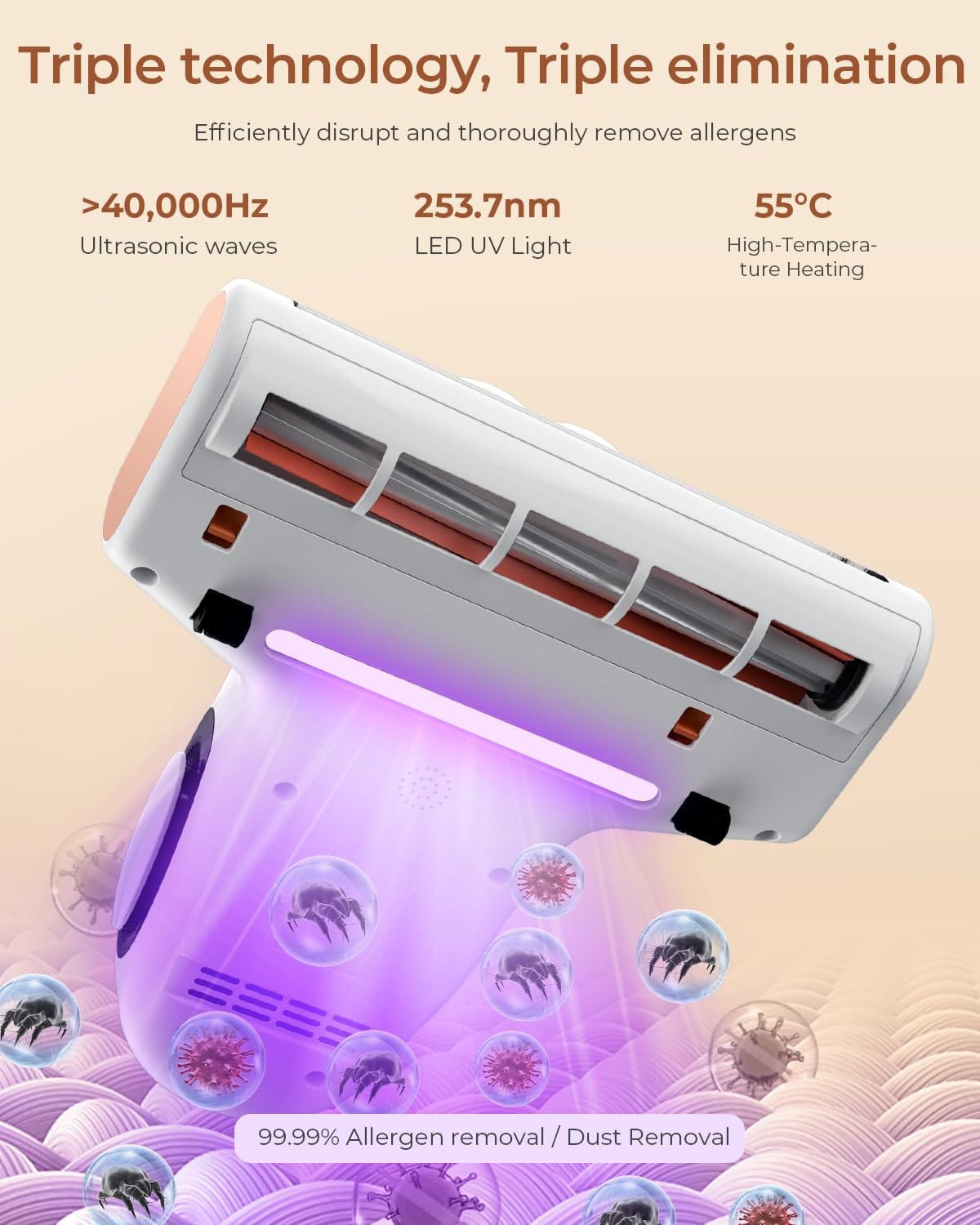 Pet Hair Vacuum: JIGOO J300 Mattress Vacuum Cleaner with Dust Sensor, UV & Ultrasonic, 13Kpa Suction 500W - Review Image 3