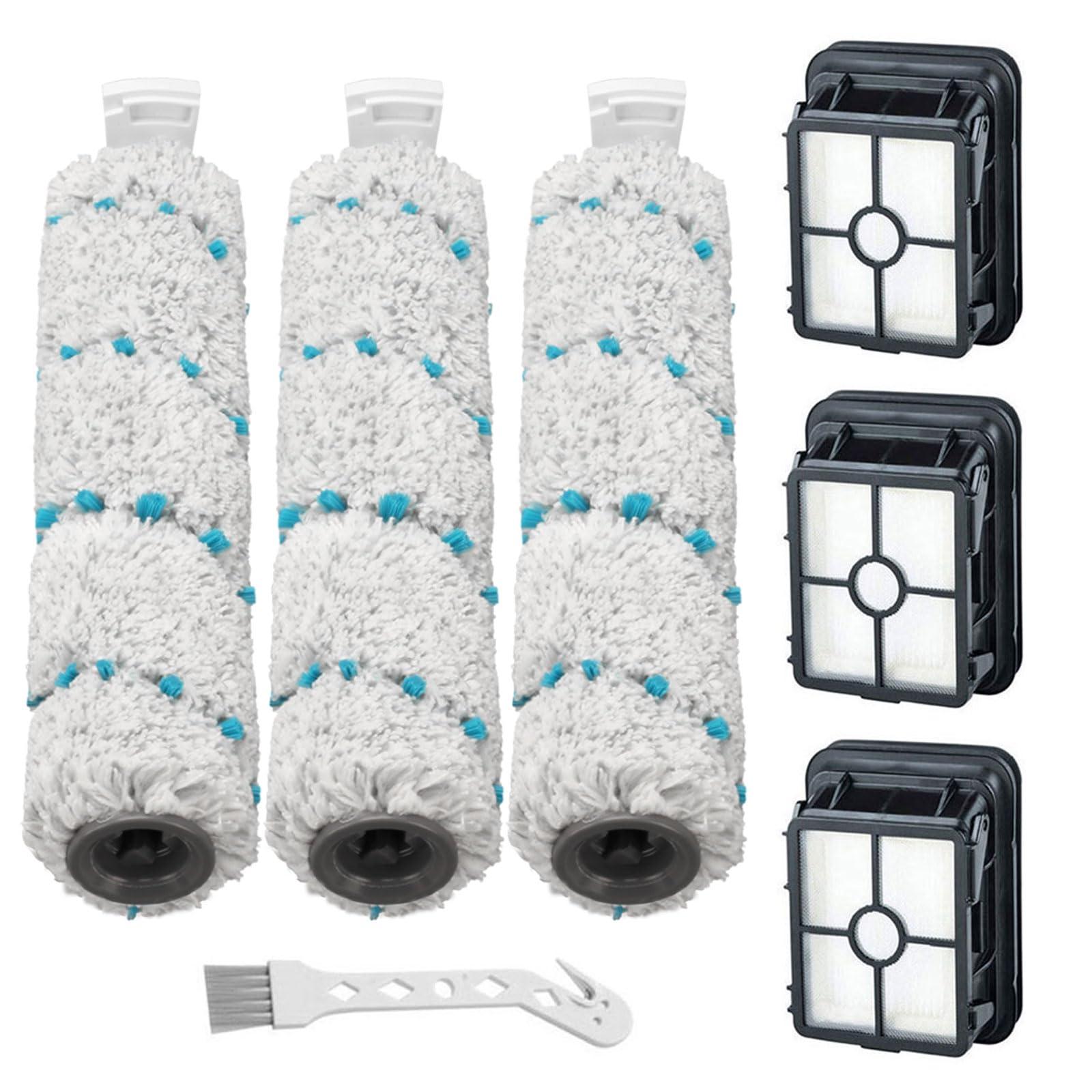 Lemige 3 Pack Replacement Brushes and Filters for Bissell CrossWave Max & HydroSteam Plus Vacuums