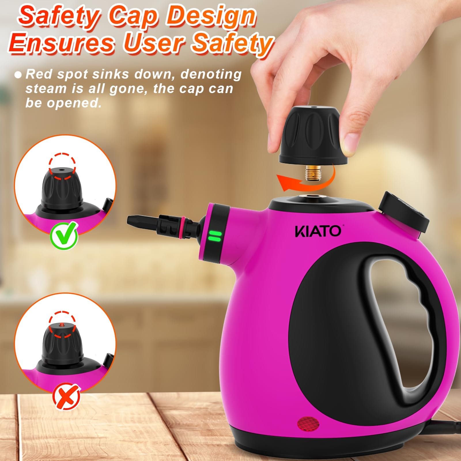 Kiato 10 In 1 Handheld Steam Cleaner for Home, Bathroom, Upholstery & Car - Portable Pressurized Steamer - Review Image 5