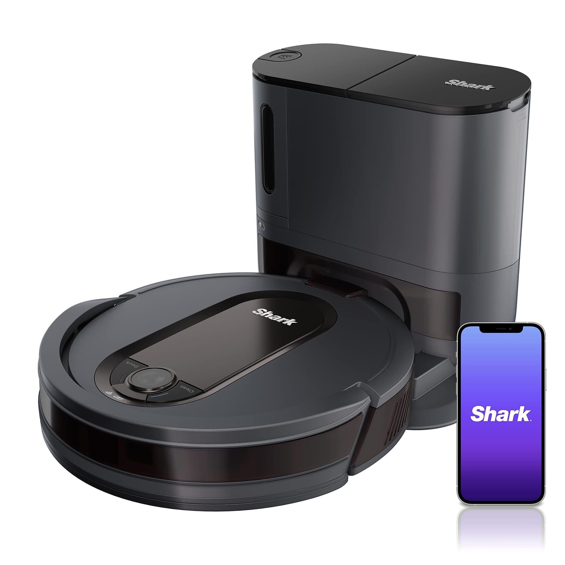 Shark EZ Robot Vacuum RV912S with Self-Empty Base, Bagless, Wifi, Powerful Suction - Dark Gray (Renewed)