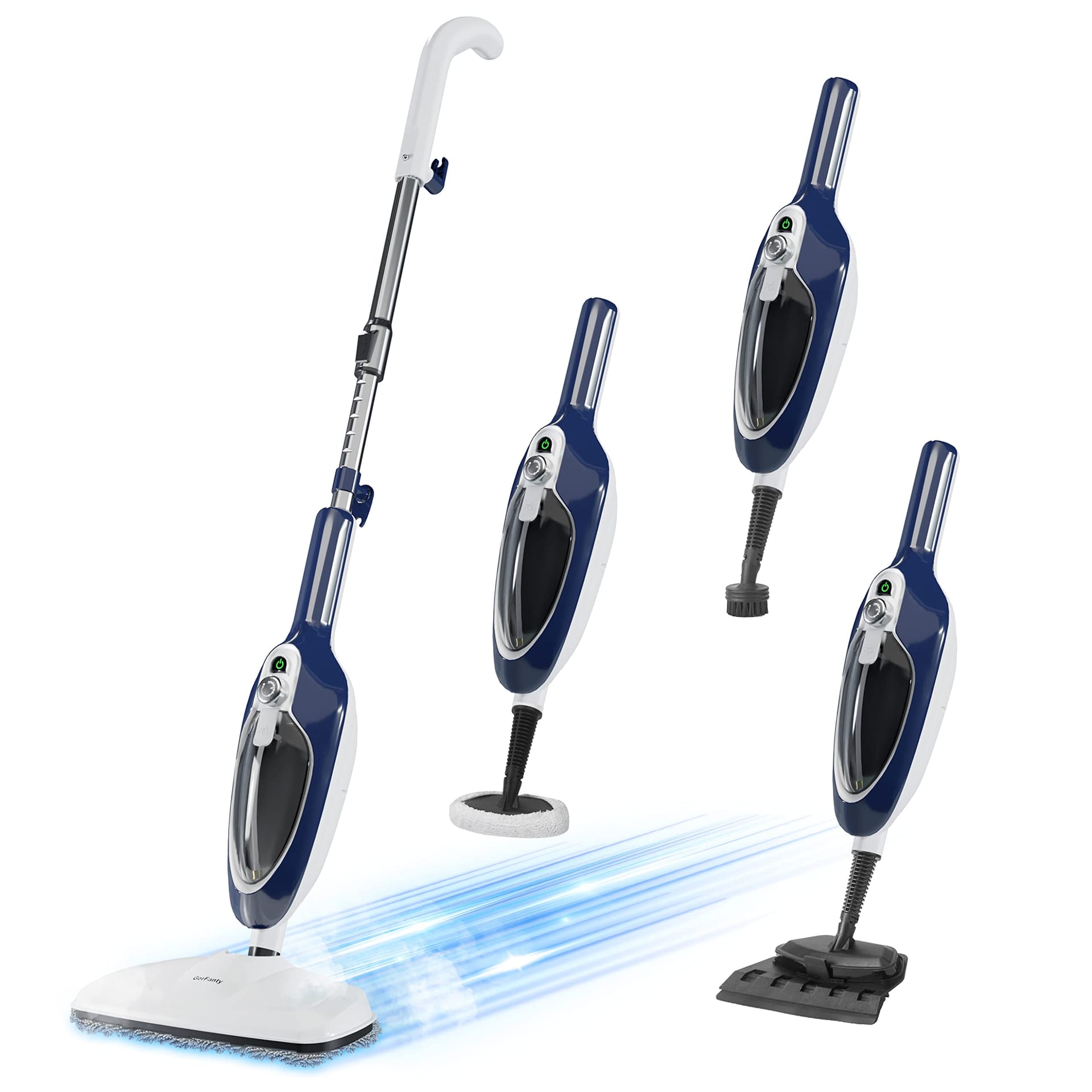 10-in-1 Steam Mop Floor Steamer with Handheld Cleaner - Ideal for Hardwood, Tile, Laminate, and Carpet Cleaning (Blue)