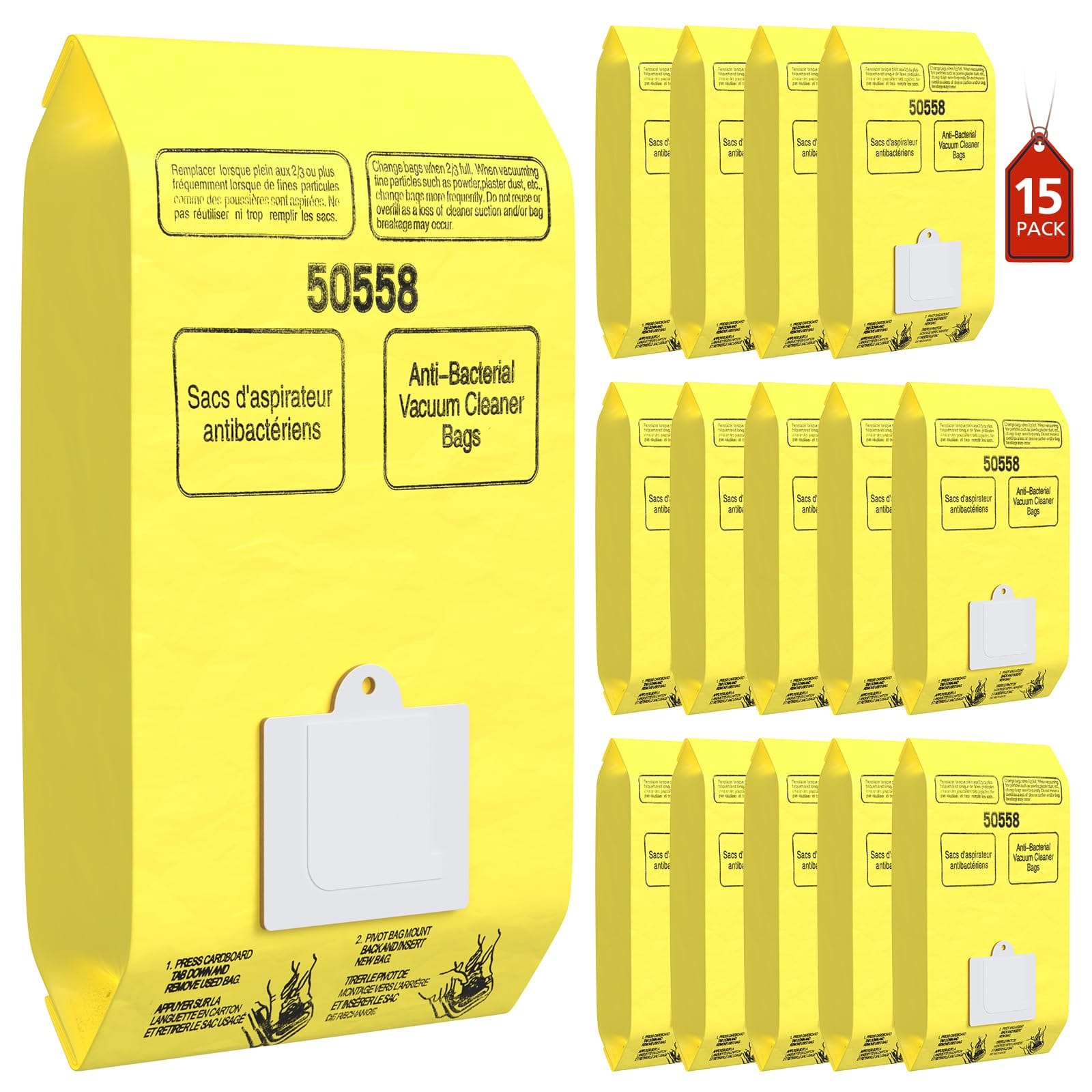 15-Pack High-Efficiency Canister Vacuum Cleaner Bags Compatible with Kenmore C/Q 5055, 50555, 50557, 50558 - Type C-5, C-18, 53292, 200/400/600/700/800 Series