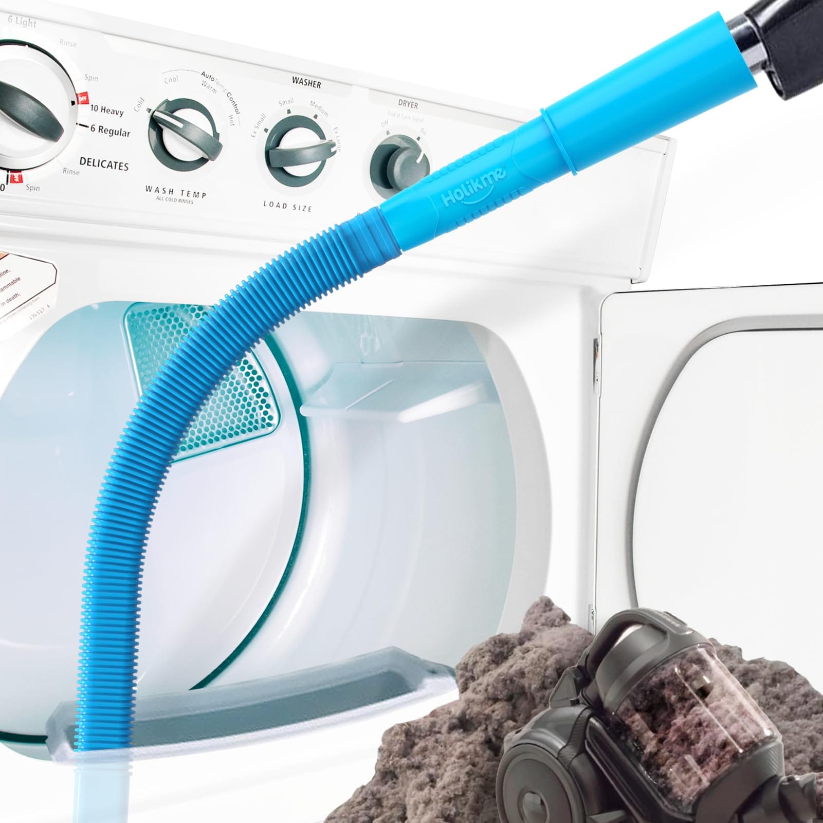 Holikme Dryer Vent Vacuum Attachment Kit for Removing Lint, Blue