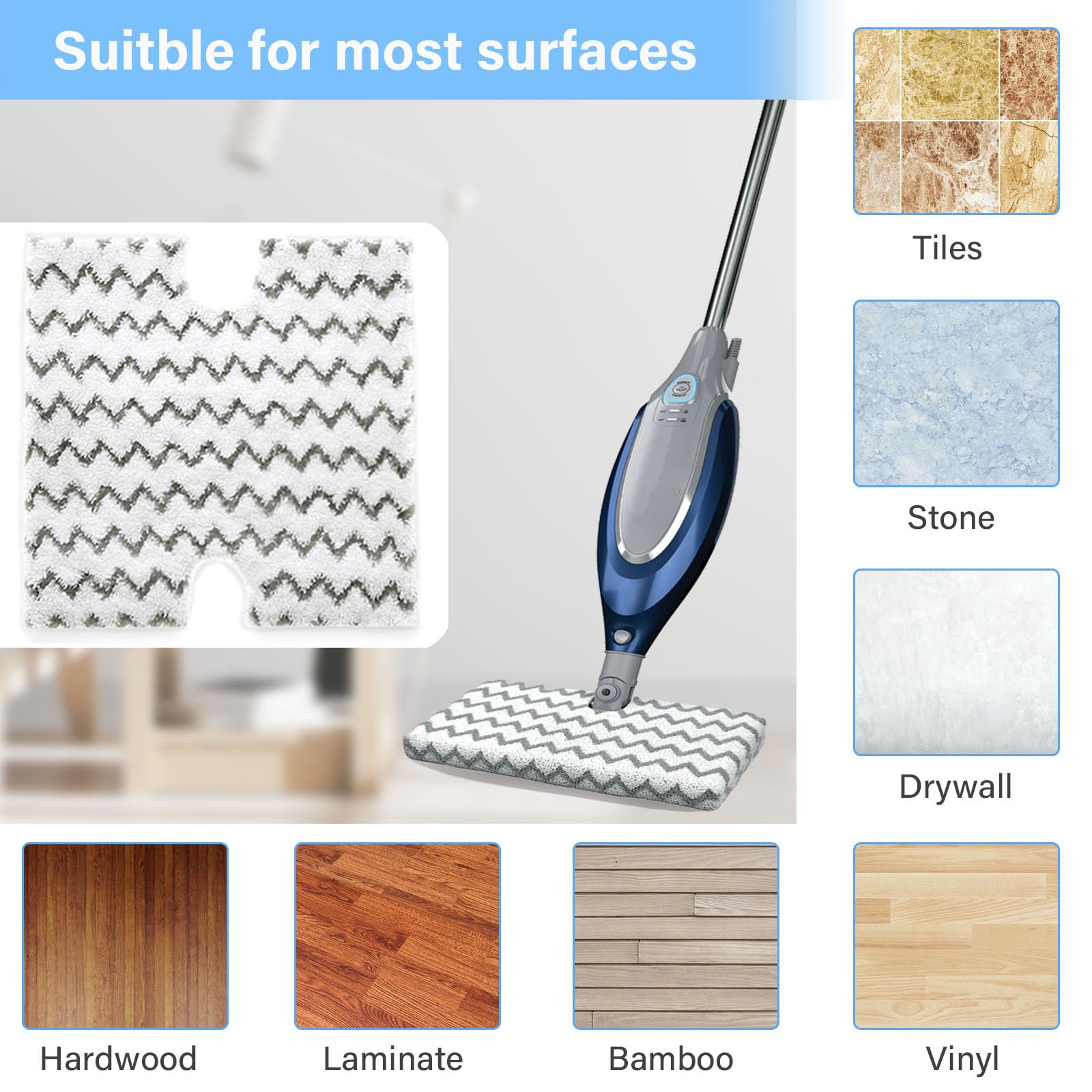 8-Pack Replacement Steam Mop Pads for Shark Lift-Away Pro & Genius Steam Mops - Compatible with S3973, S5001, S6001 Series - Review Image 5