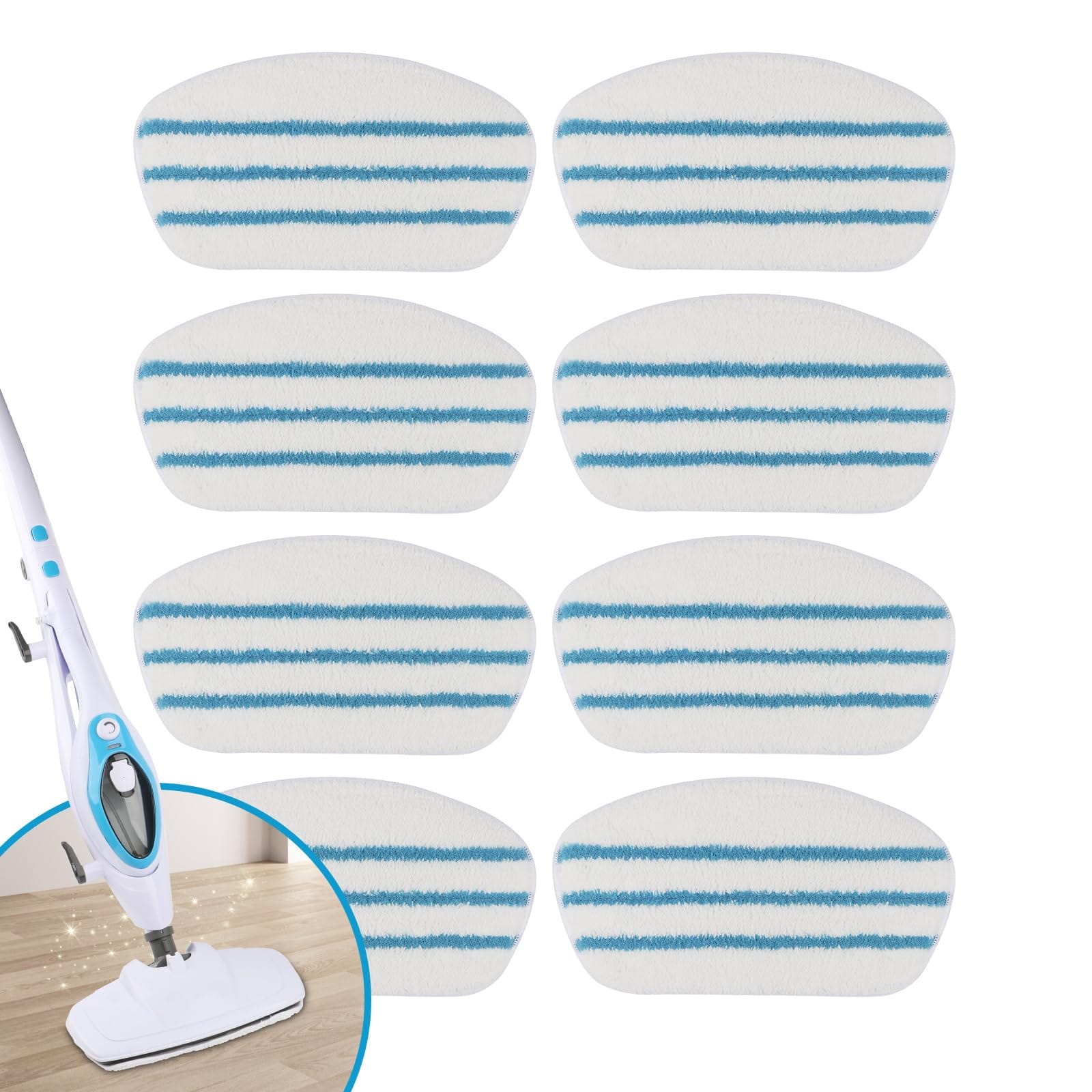 Reusable Microfiber Steam Mop Pads Replacement Pack Of 8 Compatible With Pursteam Thermapro - Homexcel