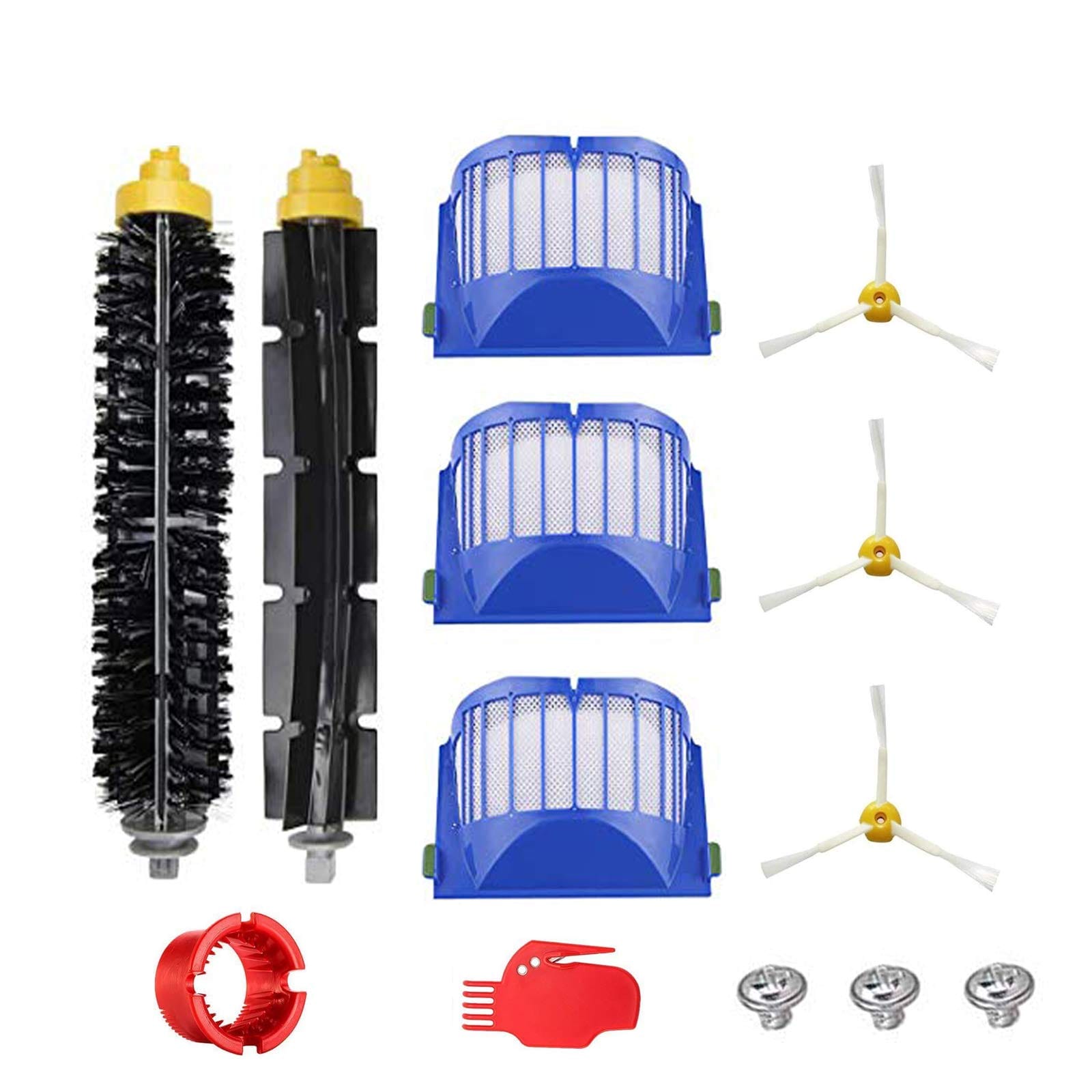 DLD Replacement Kit for iRobot Roomba 600 Series Vacuum Cleaner - 3 Filters, Side Brush, Bristle Brush