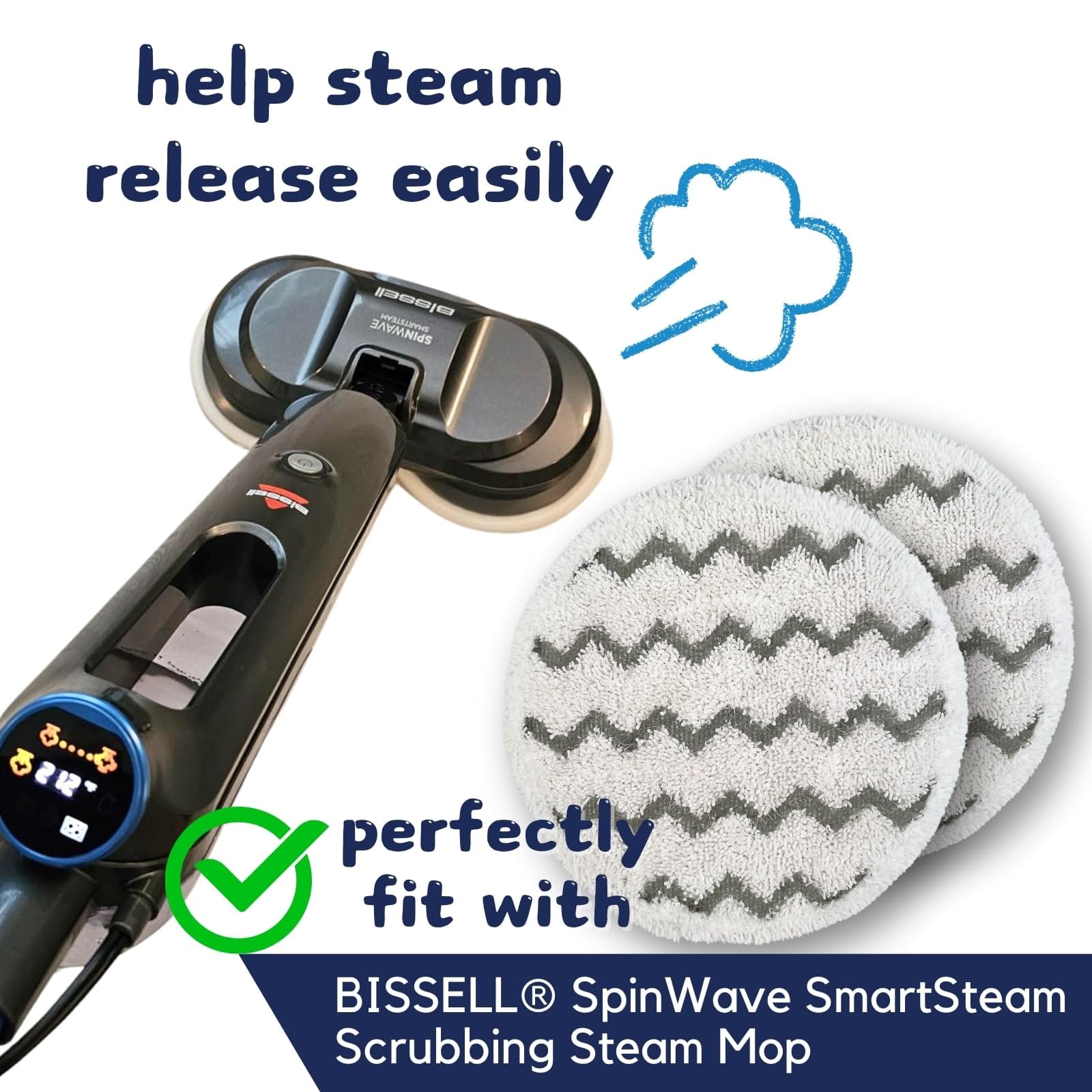 Rotating Steam Mop Pads (6 Pack) Compatible with Bissell Spinwave Smartsteam Scrubbing Steam Mop - Review Image 3