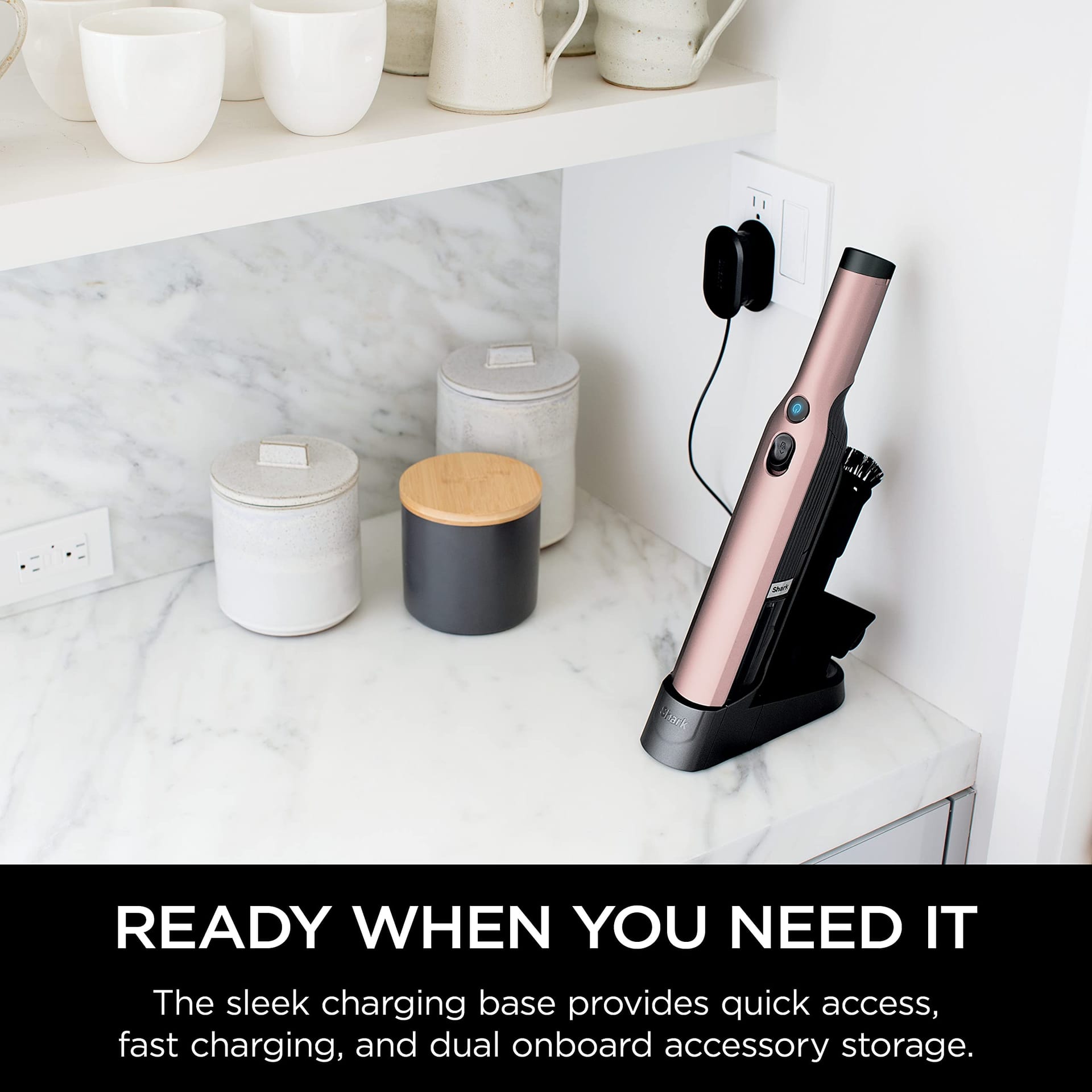 Shark WV201RGBRN Wandvac Cordless Handheld Vacuum Cleaner - Rose Gold, Lightweight Portable 1.4 lbs, Powerful Suction, Charging Dock, One-Touch Empty - Review Image 2