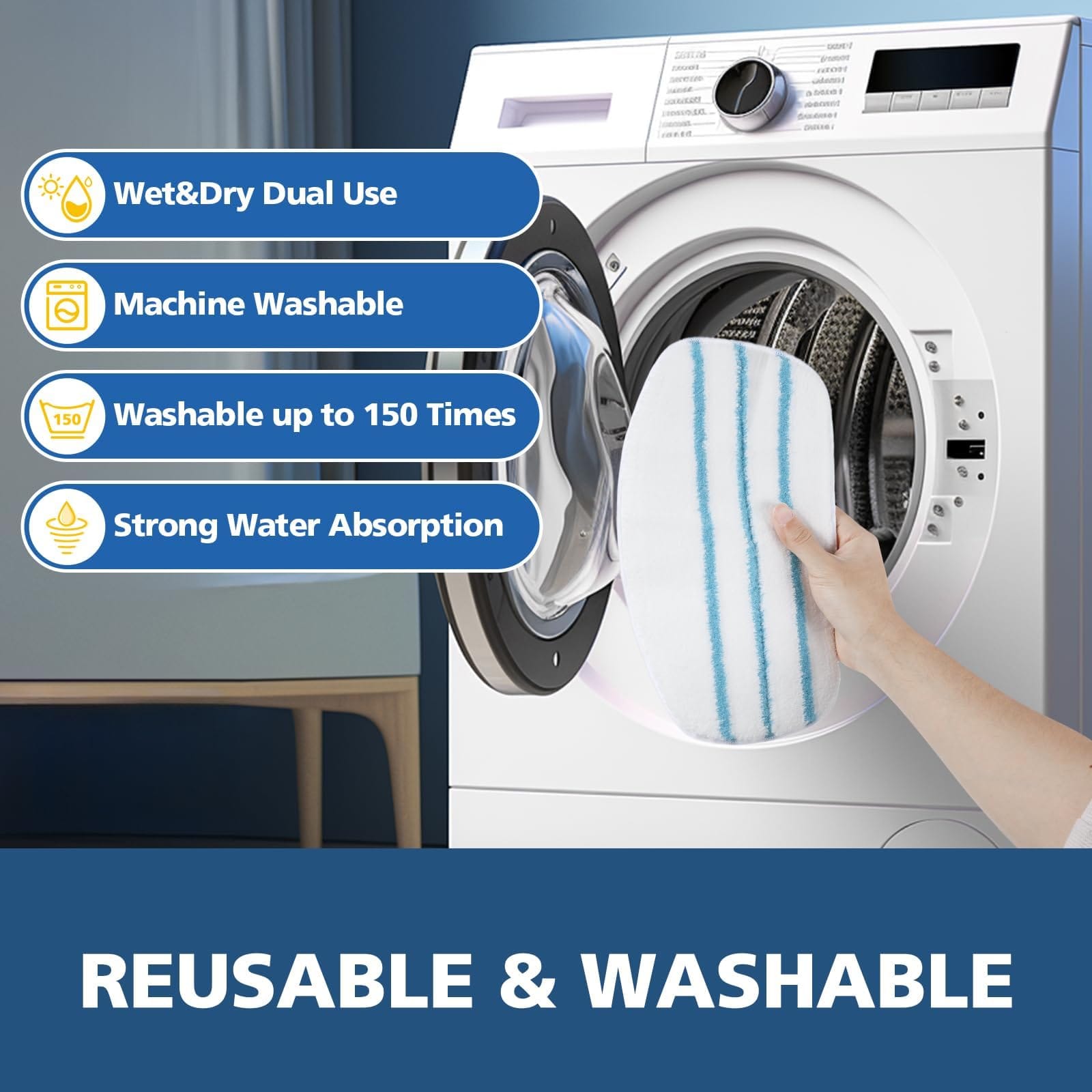 6 Pack Replacement Microfiber Steam Mop Pads for Pursteam Thermapro 10-in-1 - Review Image 5