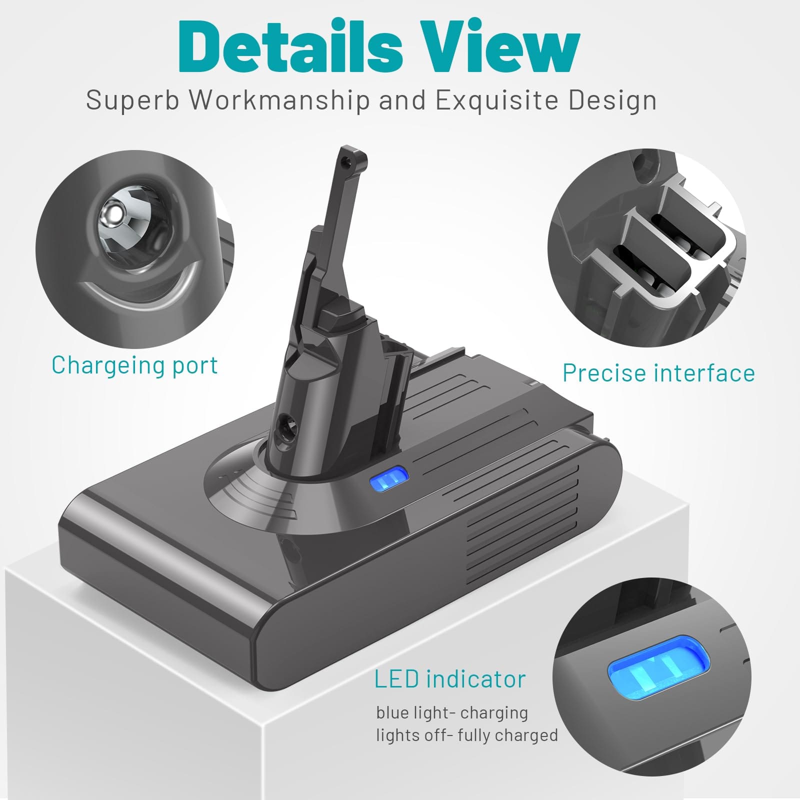 Replacement V8 Battery for Dyson Cordless Vacuums - 6000mAh 21.6V Lithium-Ion, Compatible with Sv10 V8 Series, Includes 2 Filters - Review Image 3