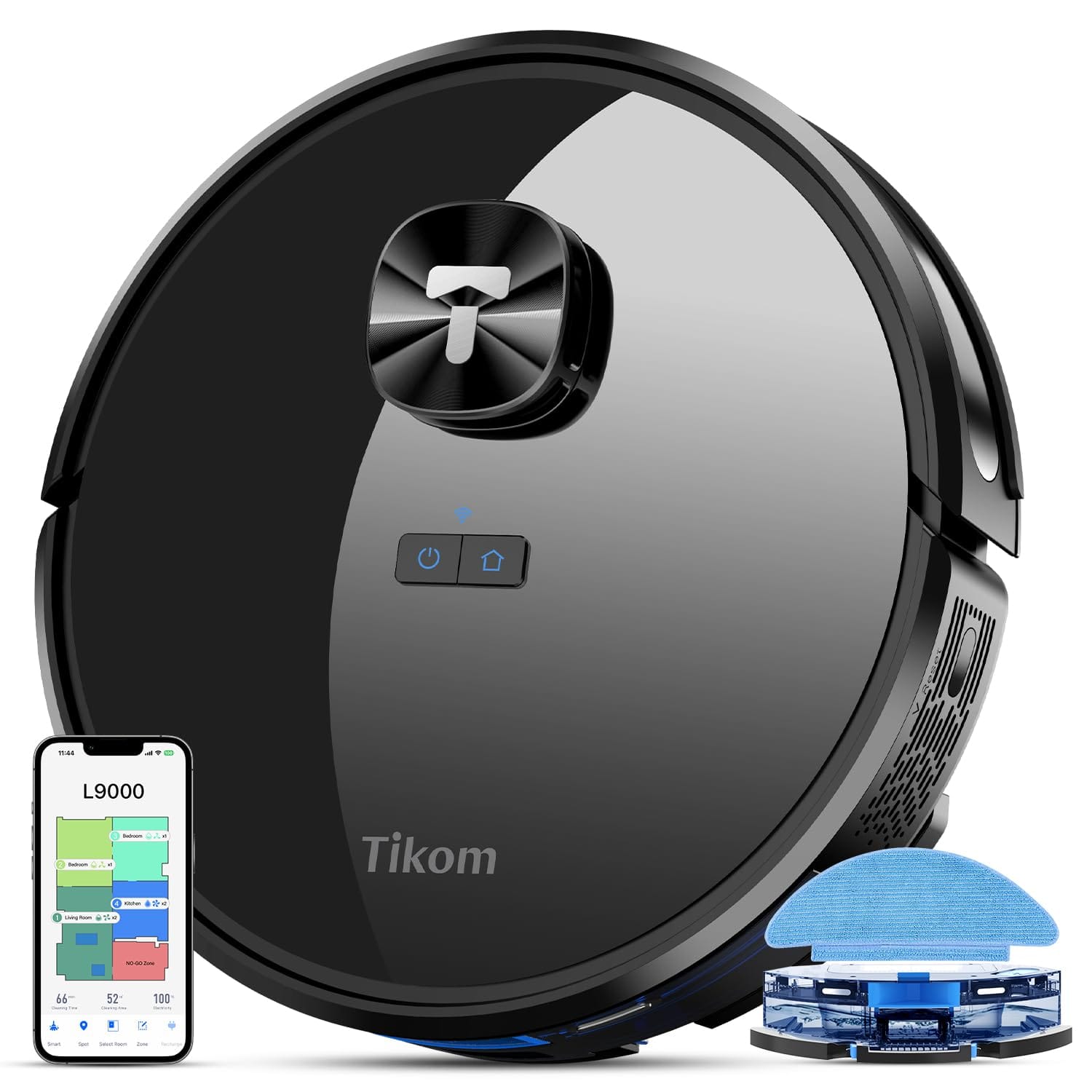 Tikom L9000 Robot Vacuum and Mop Combo with LiDAR Navigation, 4000Pa Suction, Smart Mapping, 14 No-Go Zones - Ideal for Pet Hair, Carpet, and Hard Floors