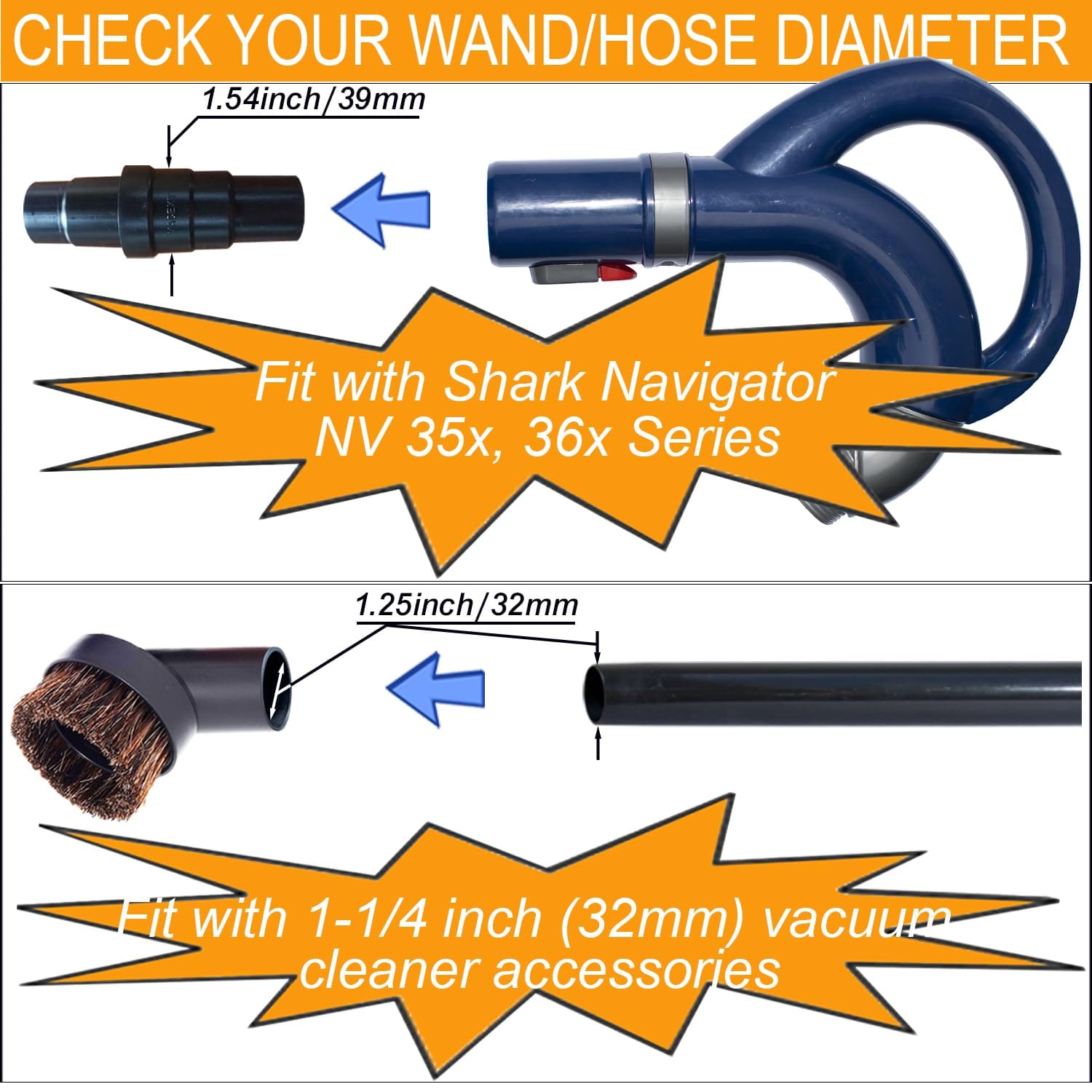 Horsehair Vacuum Dust Brush Attachment Set with Hose Adapters | 3 Pack 1-1/4 Inch Round Brushes | Vacuum Cleaner Accessories - Review Image 5