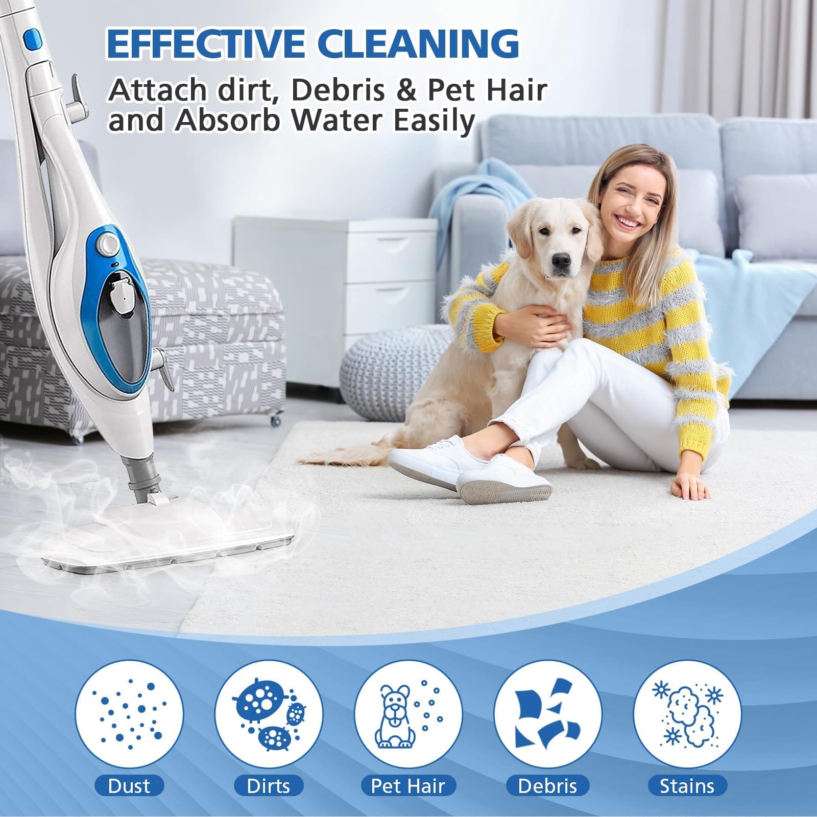 6 Pack Replacement Microfiber Steam Mop Pads for Pursteam Thermapro 10-in-1 - Review Image 3
