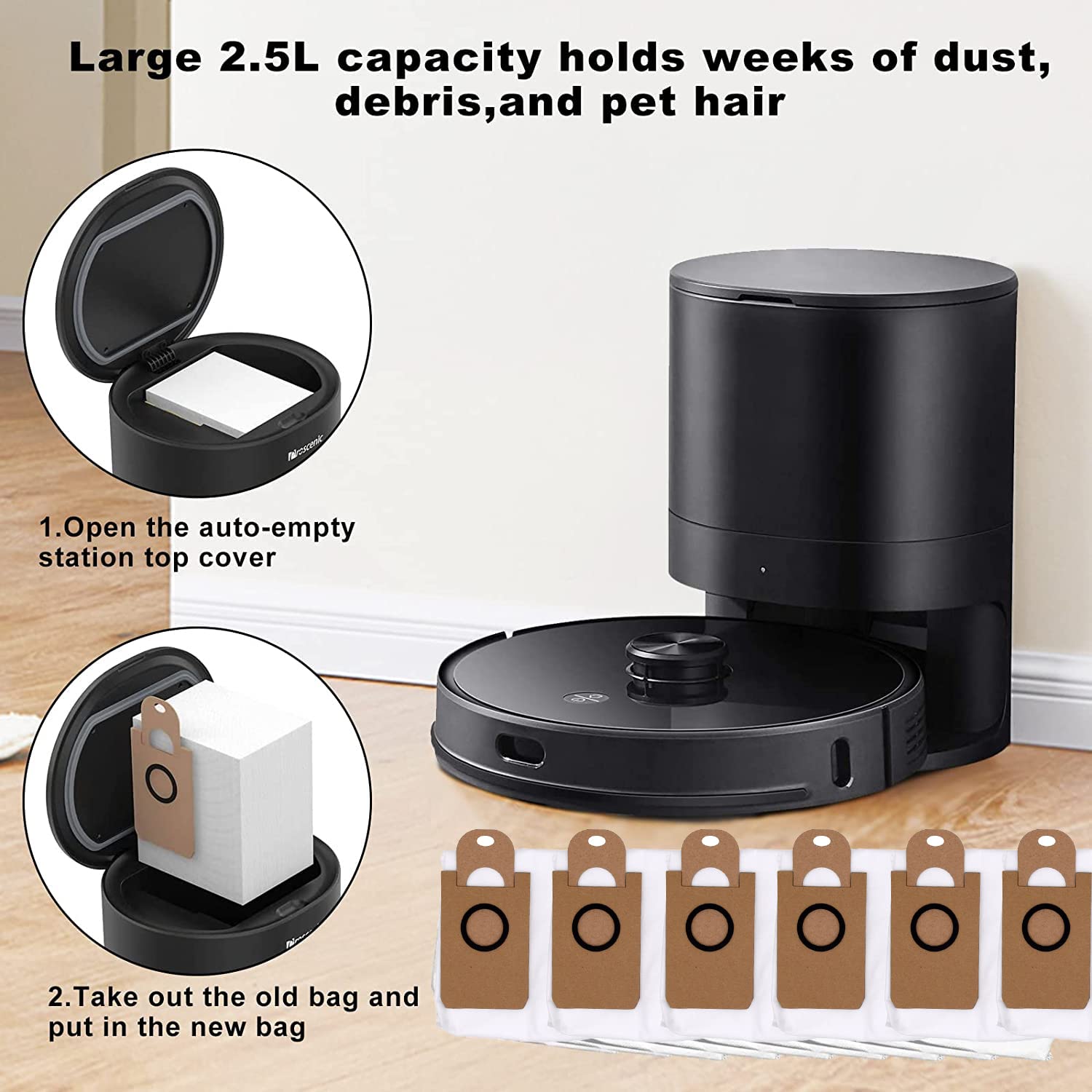 6-Pack Leak-Proof Dust Bags for iHome AutoVac Nova & Proscenic Robot Vacuums - Review Image 2