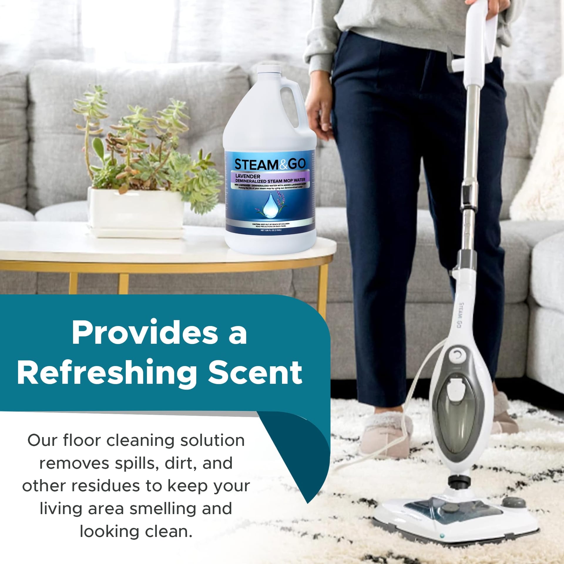 Lavender Scented Demineralized Water Cleaning Solution for Steam Mop - Ready-To-Use Multi-Surface Floor Cleaner - 128 Fl. Oz - Review Image 4