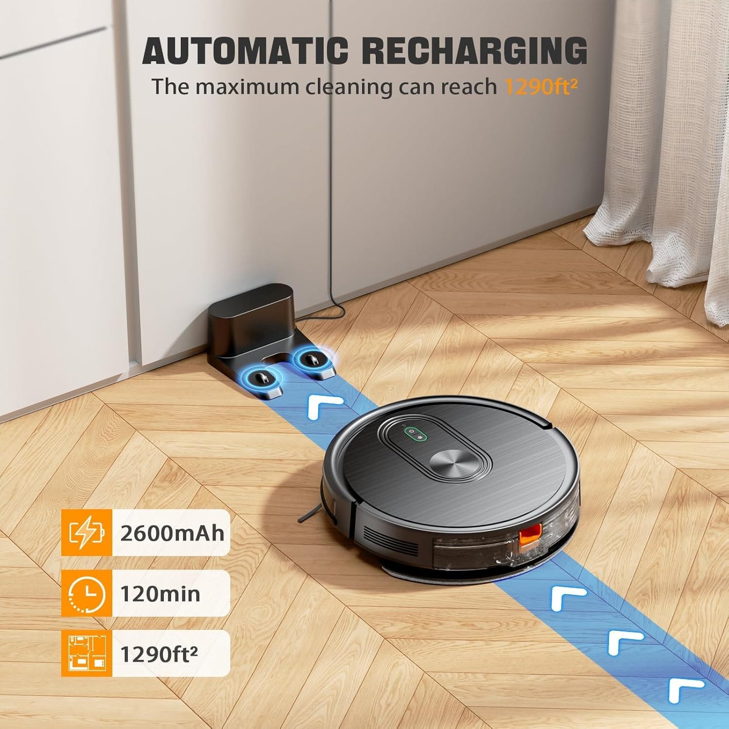HEPA Filter Robot Vacuum and Mop Combo with Powerful 3200Pa Suction, Ideal for Pet Hair, Hard Floor, Carpet - Review Image 5
