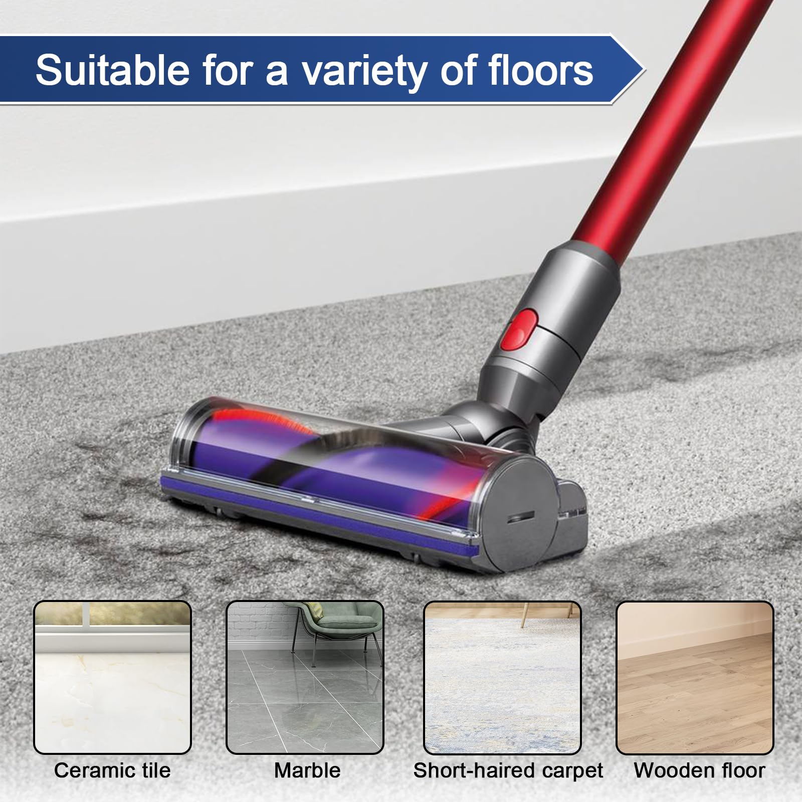 Garbage Fighter Quick-Release Motorhead Cleaner Compatible with Dyson V7 V8 V10 V11 V15 Vacuum - Replacement Electric Head for Hardwood Floors & Carpets (967483-04) - Review Image 5