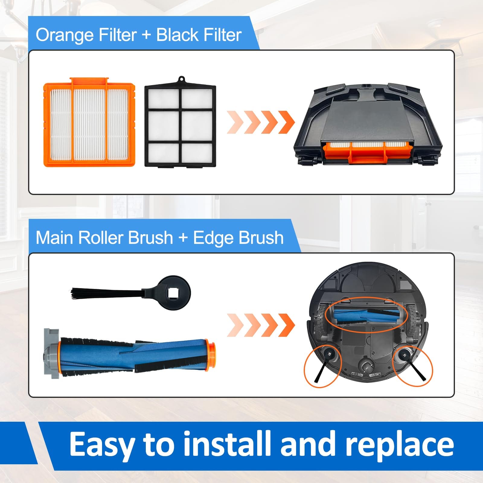 Replacement Parts for Shark AV2501S Series Robot Vacuum - Roller Brushes, Filters, Side Brush Set - Review Image 5