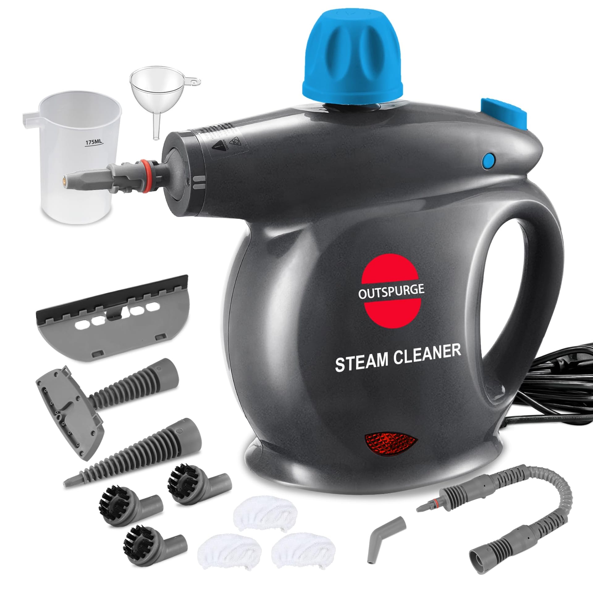 Multi-Surface Handheld Steam Cleaner with 13 Accessories - Grey