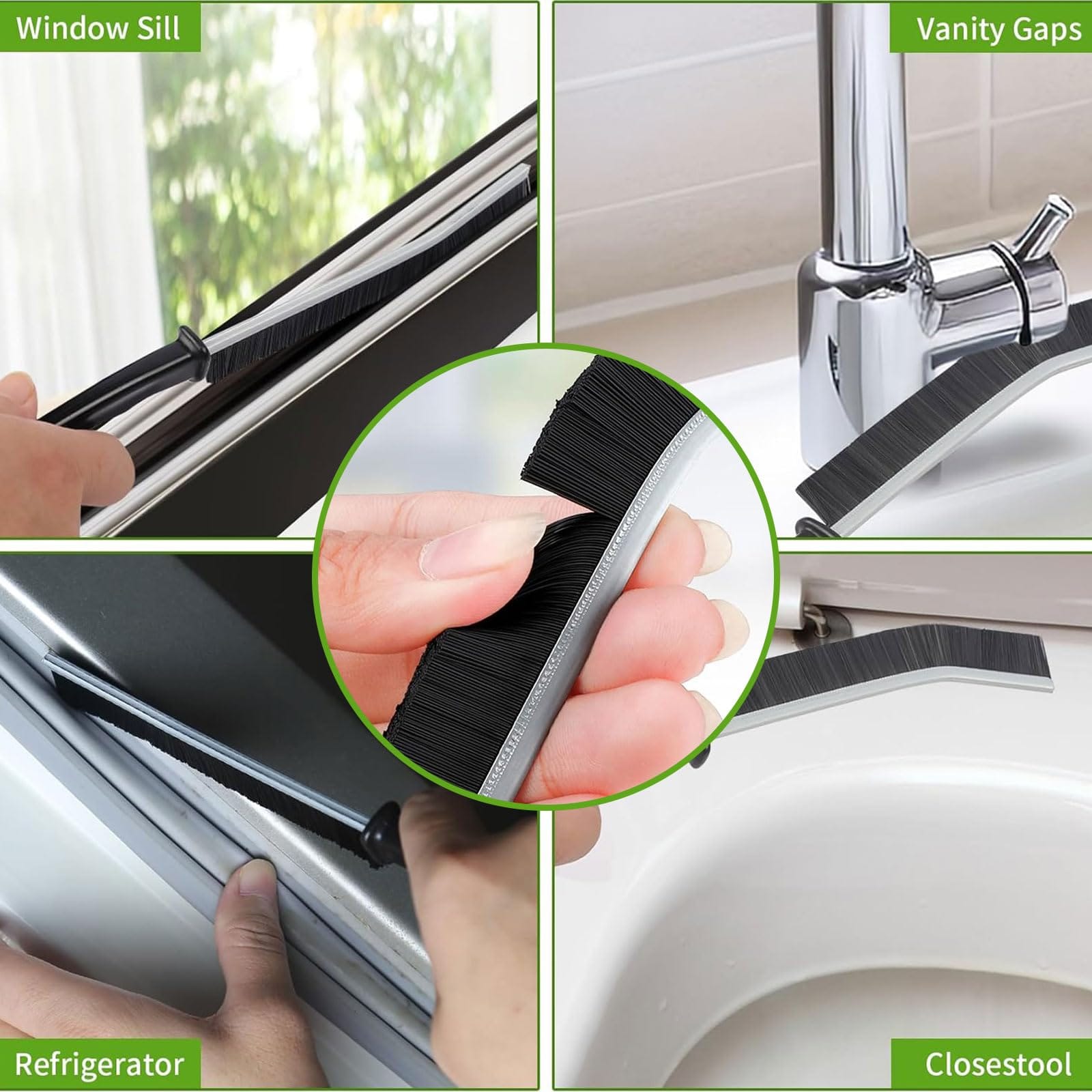 5-Piece Multifunctional Crevice Cleaning Brush Set - Hard Bristle Brush for Blind, Baseboard, Fan, Window, Sliding Door Track - Review Image 4