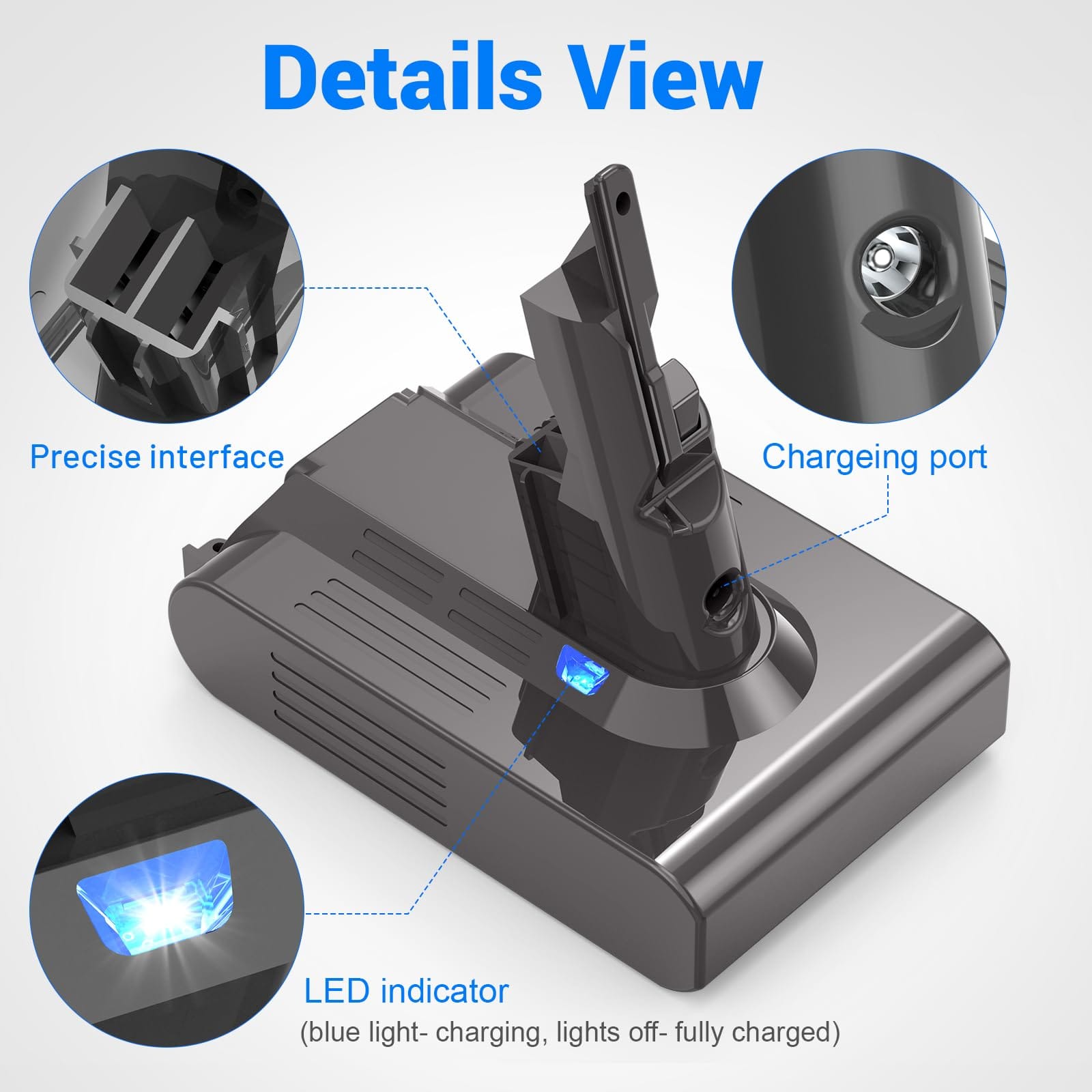 High Capacity 21.6V 6000mAh Lithium-Ion Battery Replacement for Dyson V7 Motorhead Animal Cordless Vacuums - Filters Included - Review Image 4